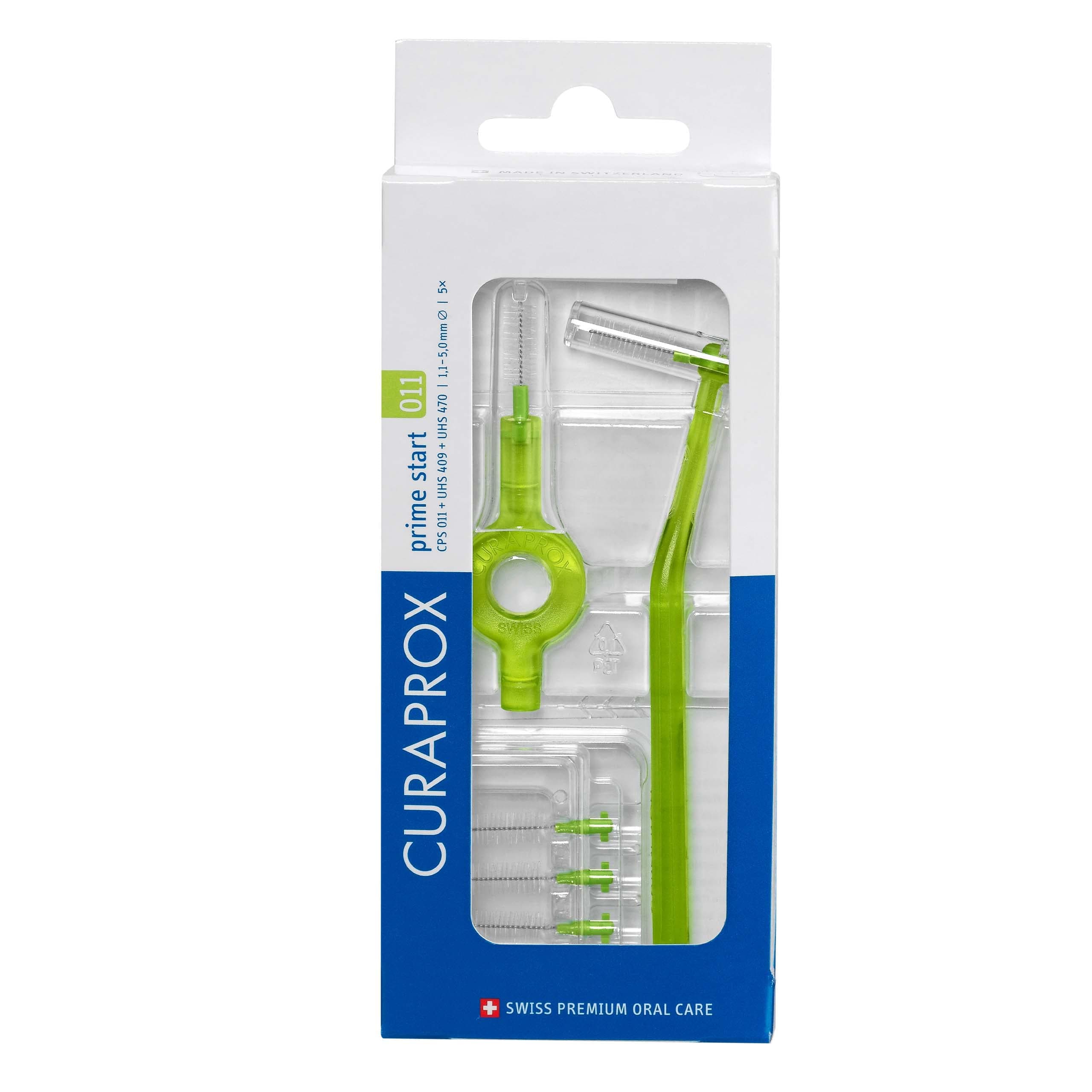 Interdental Brush Starter Set CPS 011 Prime – ISO Size 3, Green | Includes 5 Brushes & 2 Holders for Effective Cleaning of Narrow Spaces | Swiss Made