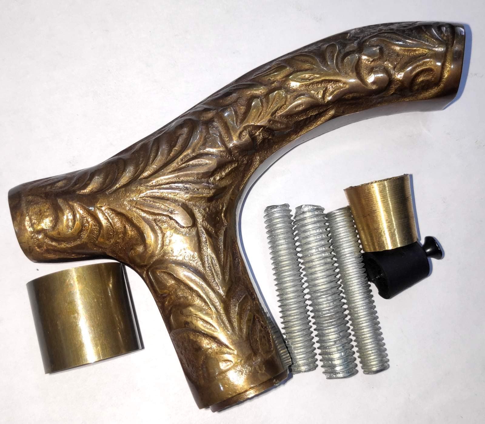 Humaira Nautical Vintage Carved Embossed Brass Derby Handle w/Wood Shaft Walking Cane Stick