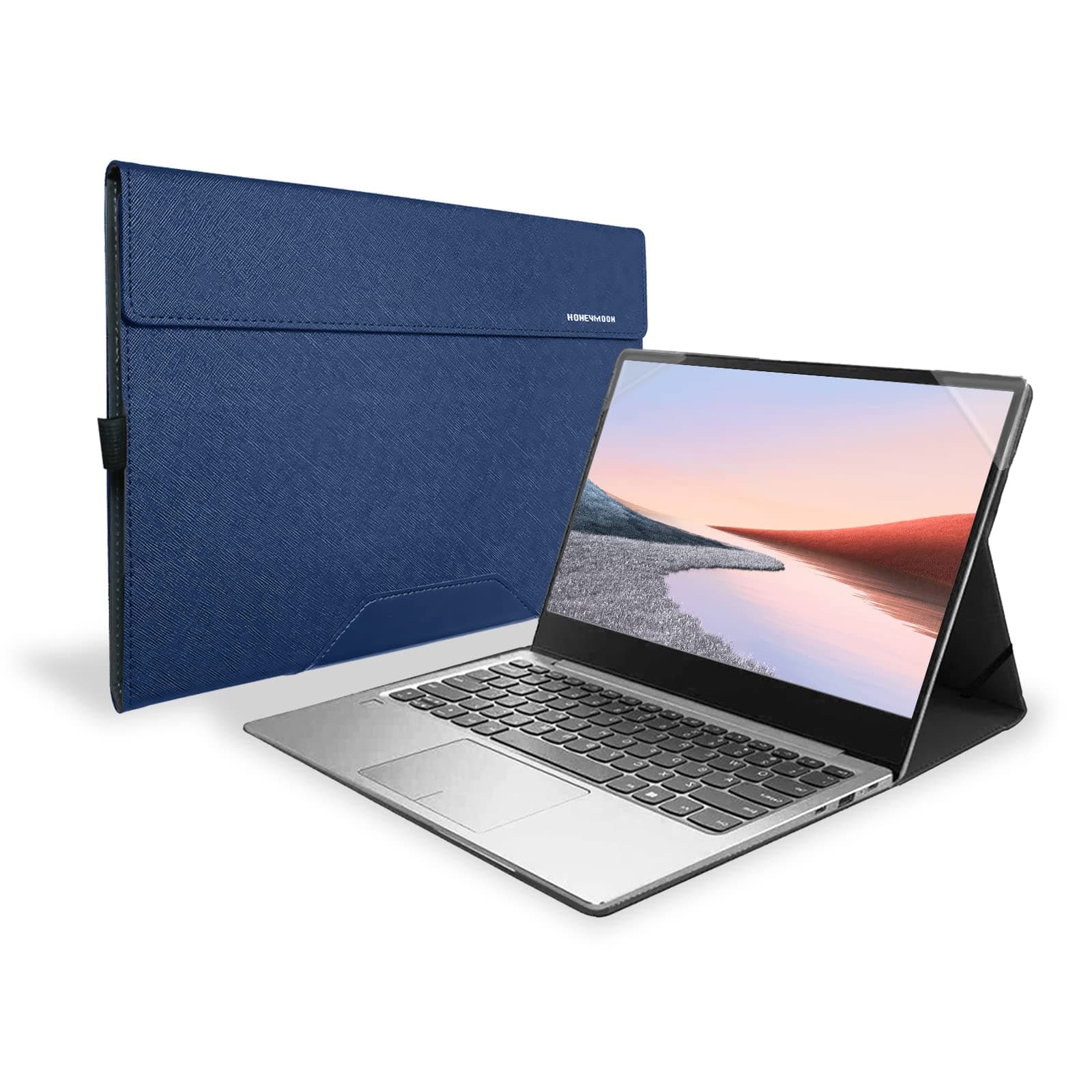Honeymoon Protective Case Cover for Samsung Galaxy Book Flex α/Flex 13.3",PU Leather Folio Hard Shell Case Accessories for Galaxy Book Flex NP930QCG / Flex α NP730QCJ,S002-13-Blue