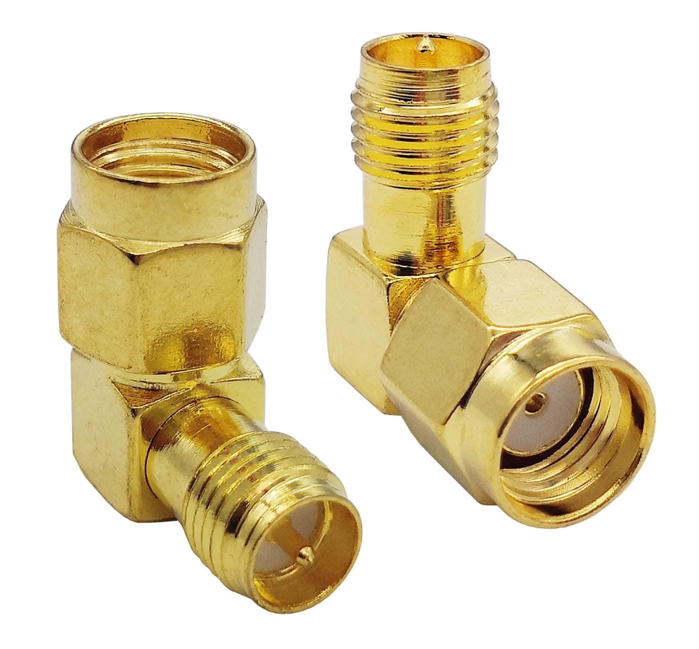 SMA Right Angle RP-SMA Male to RPSMA Female Connector 90 Degree Adapter (2 Pcs)