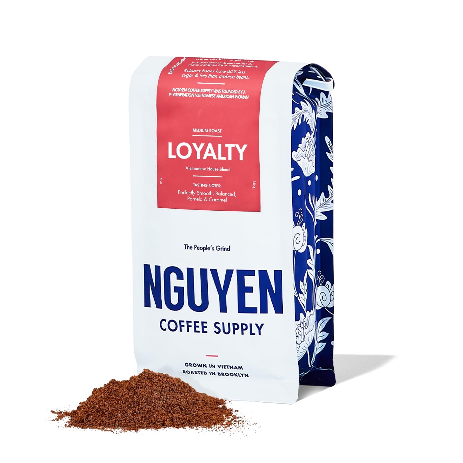 Loyalty Signature Robusta & Arabica Blend: Medium Roast Premium Ground Coffee Beans, Vietnamese Single Origin, Direct Trade, Roasted in Brooklyn [12 oz Bag]