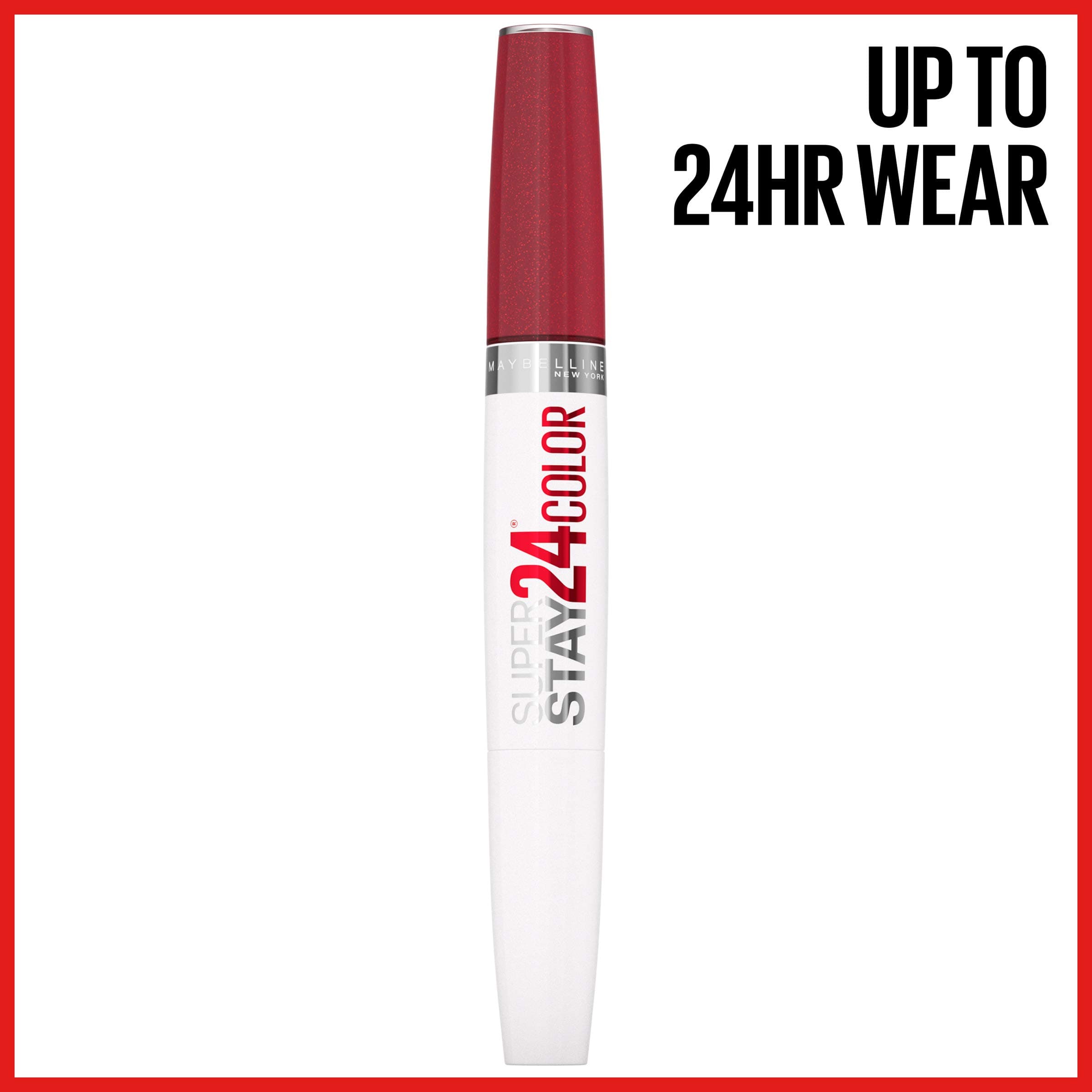 Maybelline SuperStay 24 2-Step Long Lasting Liquid Lipstick and Lip Balm, High-Impact Lip Color, Satin Finish, City Ablaze