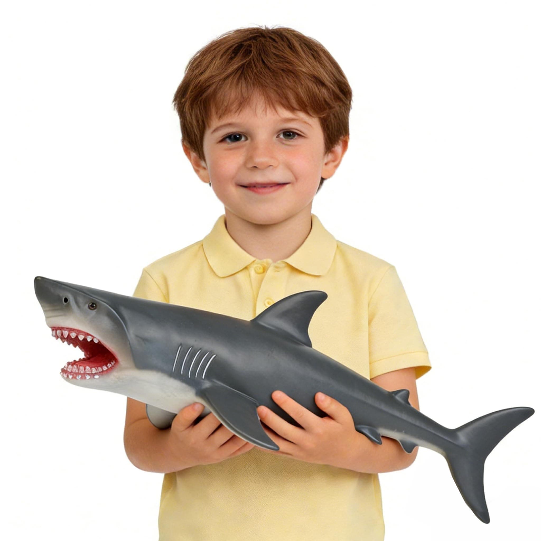 SmilerSmile Simulated Ocean Big Animal, One pc 15Inch Soft Filled Rubber Sea Educational Toys (Great White Shark)