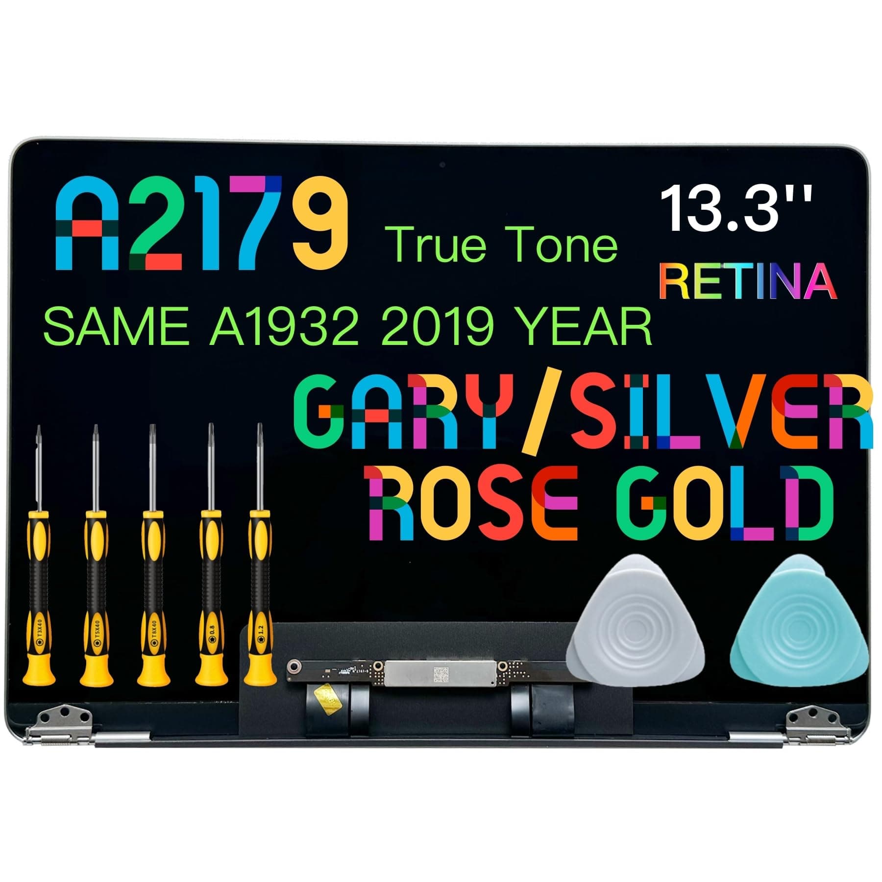 seven puppy Replacement 13.3 inches 2560x1600 Full LCD Screen Complete Top Assembly for MacBookAir9,1 MacBook Air Retina 13'' 2020 A2179 EMC 3302 MVH22 MVH42 MVH52 MWTJ2 MWTK2 MWTL2 (Space Gray)