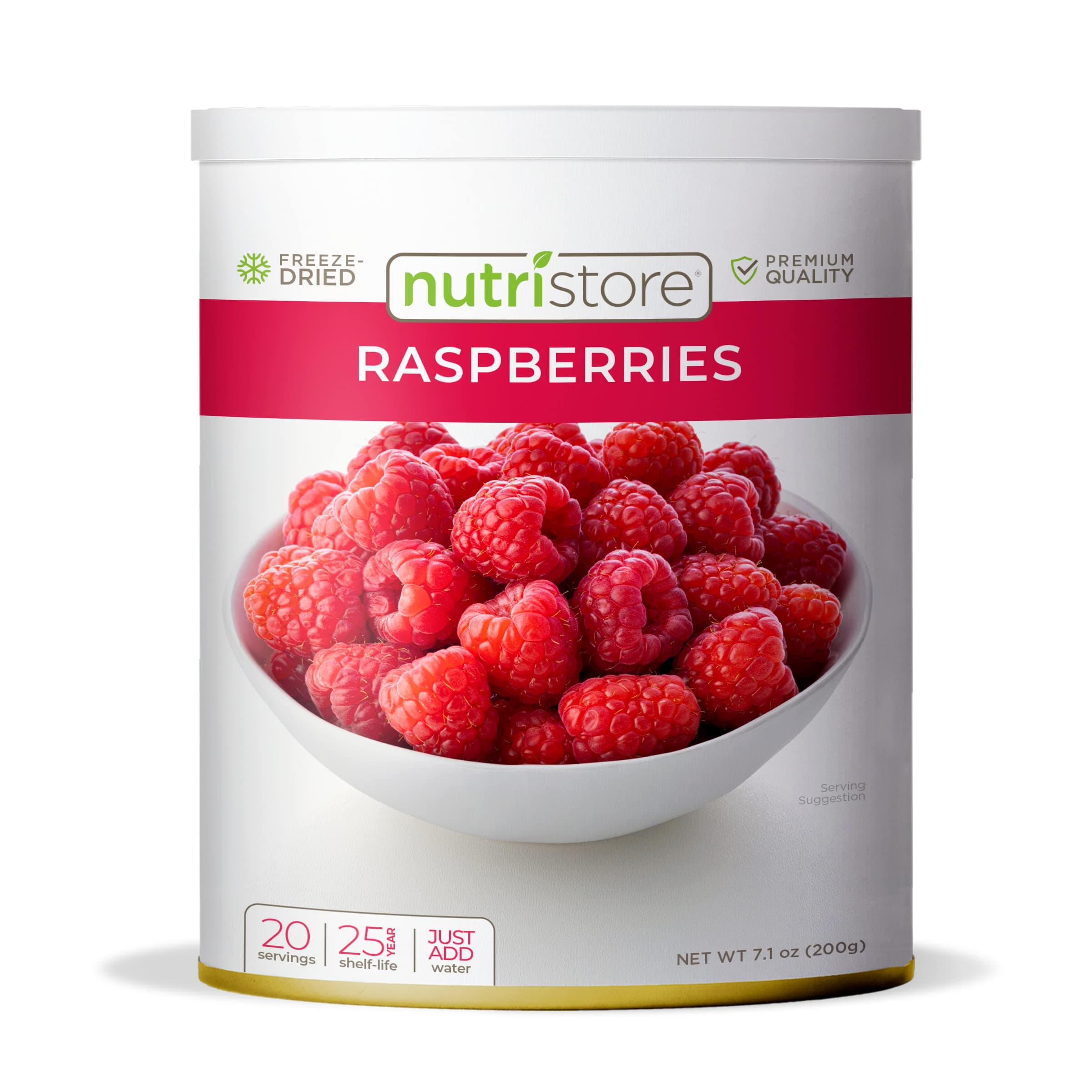 Nutristore Freeze Dried Fruit | 100% Natural, Healthy Everyday Snacks Bulk | Premium Quality & Crispy Fresh Taste | Emergency Survival Food Supply | 25-Year Shelf Life (1-Pack, Raspberries)
