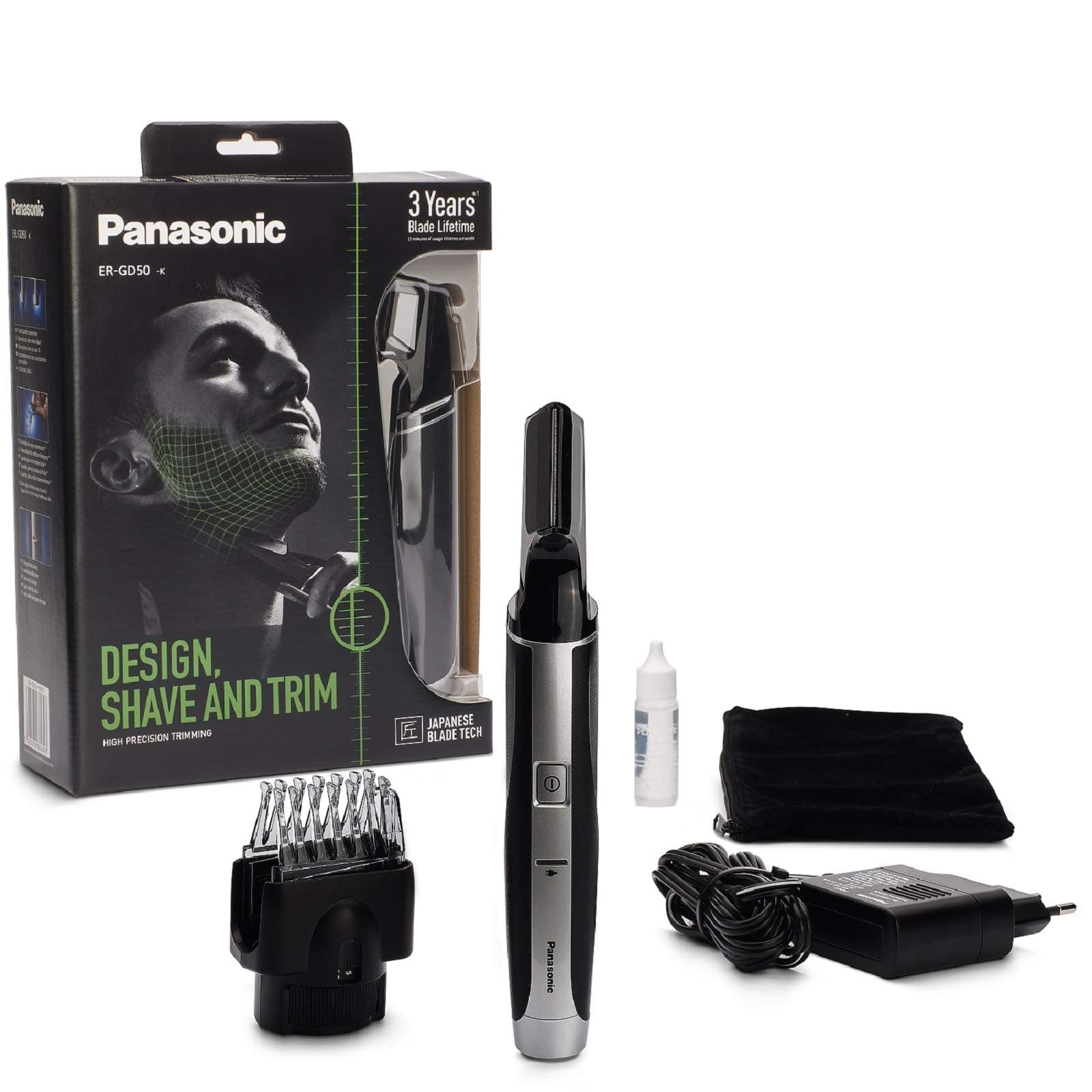 Panasonic ER-GD50 i-Shaper 3-in-1 Beard and Stubble Trimmer with 20 Lengths/Trimming Attachment