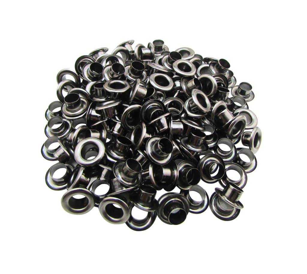 Amanaote 4mm Internal Hole Diameter Gun Black Eyelets Grommets with Washer Self Backing Pack of 200 Sets