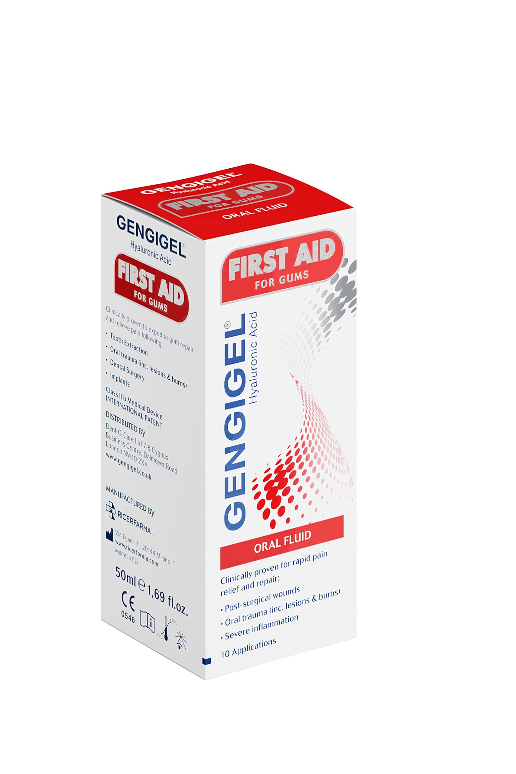 Gengigel First Aid Oral Fluid, 50ml - Gum Repair & Healing, Taste-Neutral, Chemical Free, Post-Operative & Traumatic Oral Care