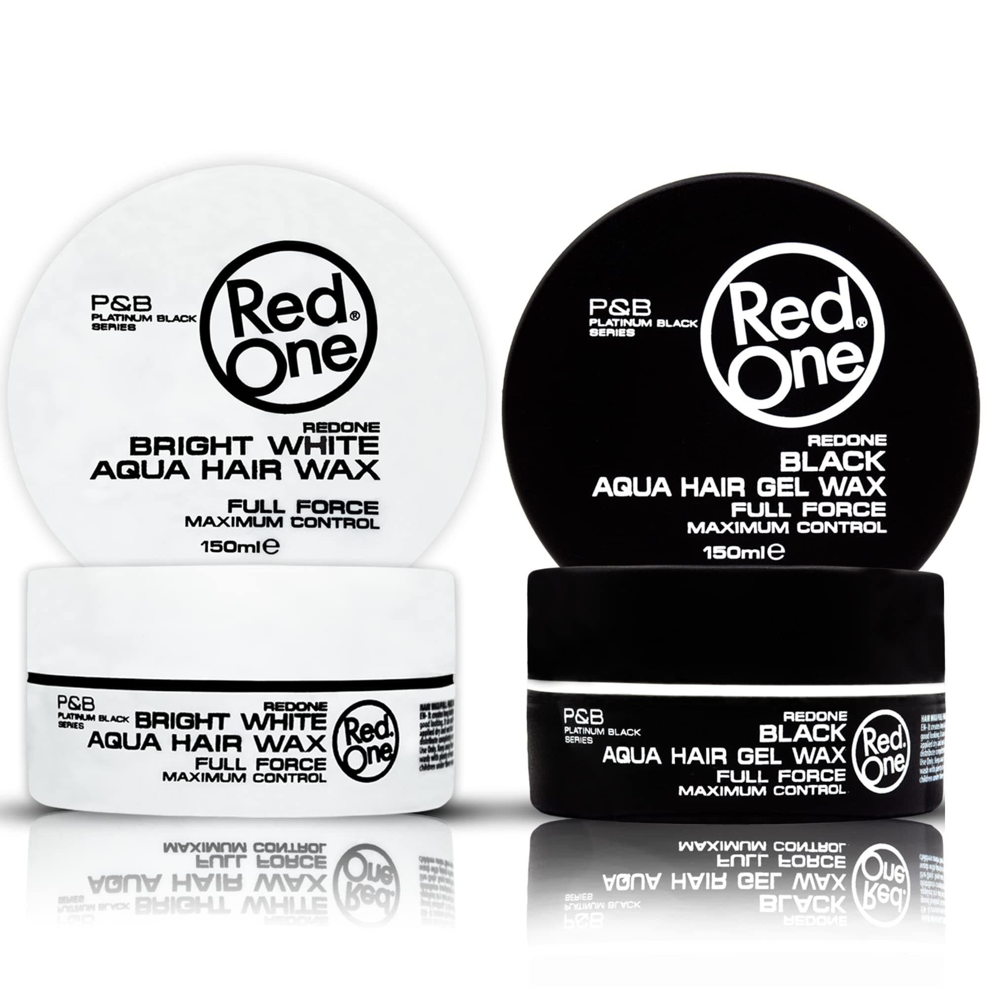 Aqua Hair Wax Black & White 2x150ml | Professional Hair Styling Wax for Men & Women | Strong Hold, Shine Look & Full Control | Non Greasy, Easy Wash Out | Lime & Peach Scent | Barber Styling