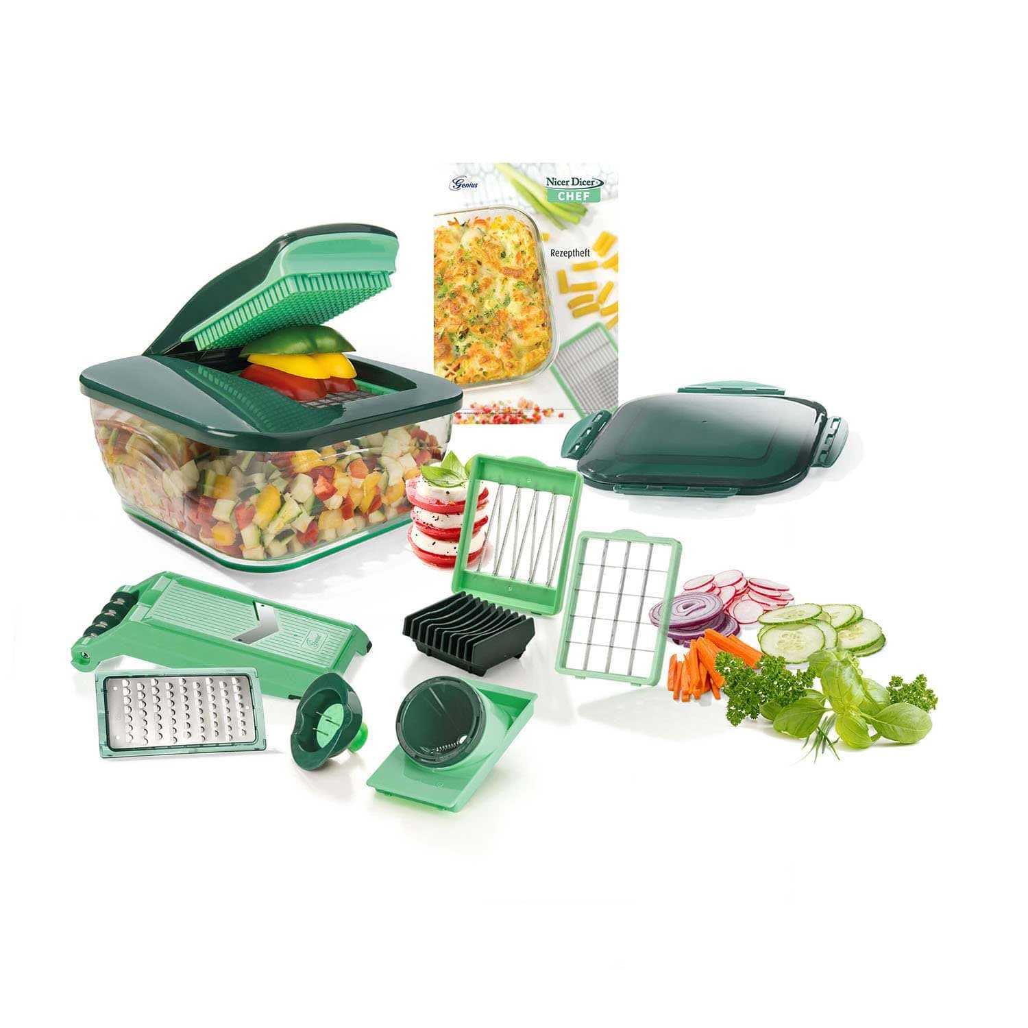 Nicer Dicer Chef (15 parts) | Fruit cutter, vegetable cutter, onion cutter, chopper, vegetable slicer, mandolin