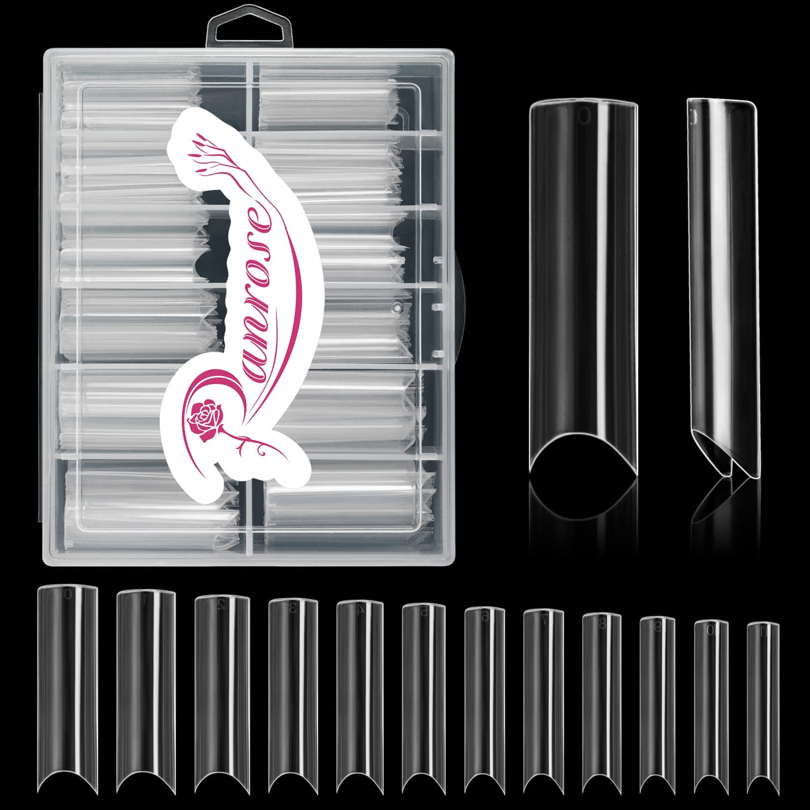 120PCS Extra Long Nail Tips,XXL Super Long Half Cover Deep C Curve False Nails 12 Sizes Tapered Square Press on Nails with Box