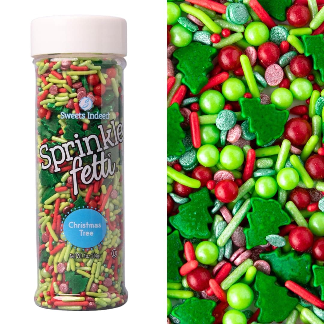 Sprinkles, Edible Sprinkle Mix, Perfect for Cake Decorations, Baking, Ice Cream, Cookies, Cupcake Topper, 4 ounces (Christmas)