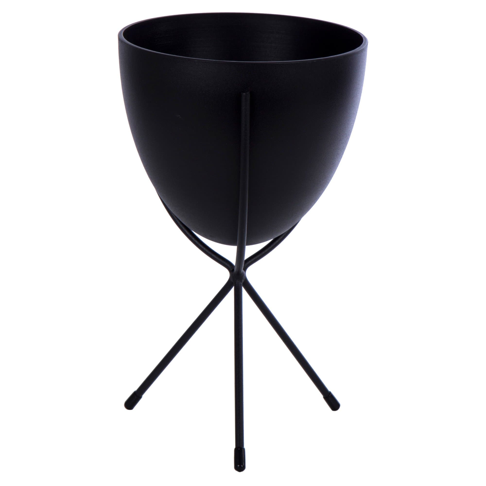 Classic & Timeless Minimalist Bullet Planter with Stand, 6.75 x 10.5 inches, Black