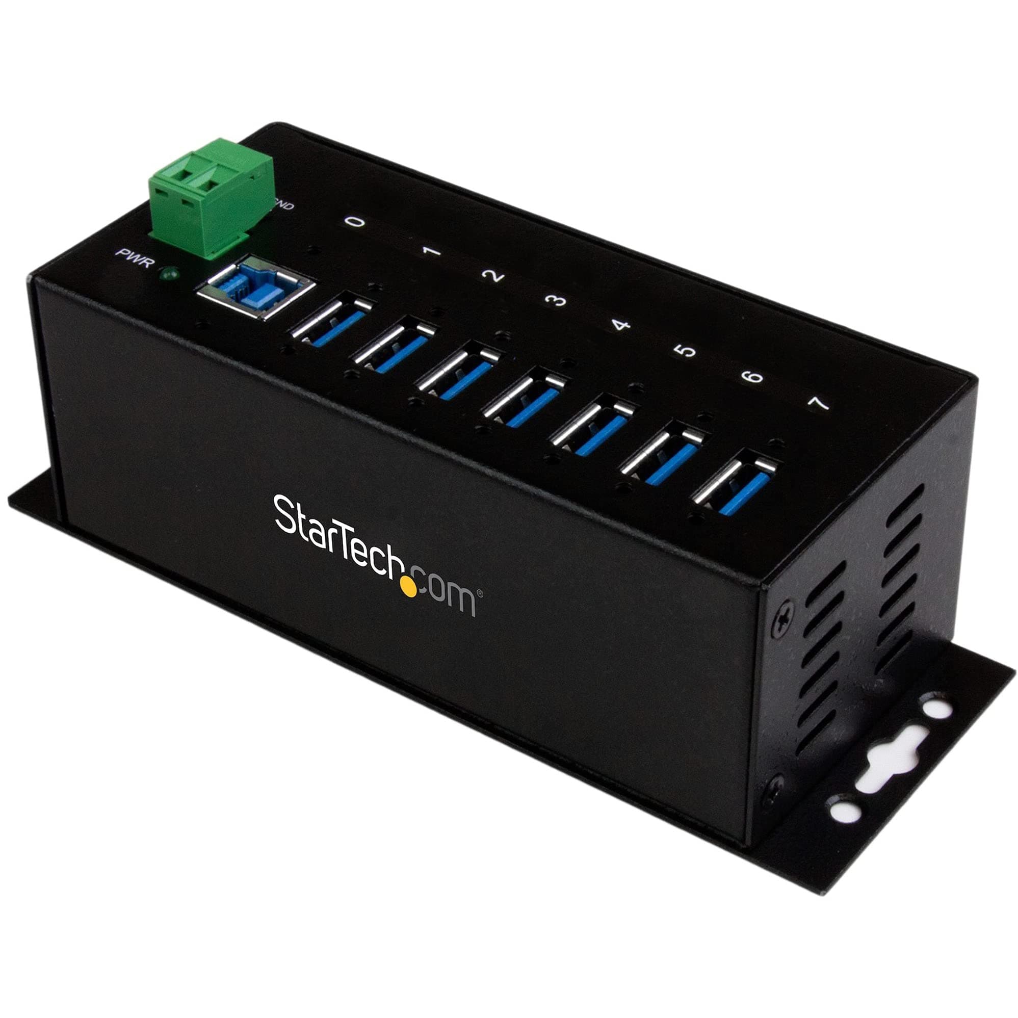 7-Port USB 3.0 Hub - 5Gbps - Metal Industrial USB-A Hub with ESD Protection & 350W Surge Protection - Din Rail Wall or Desk Mountable - TAA Compliant USB Expander Hub (ST7300USBME)