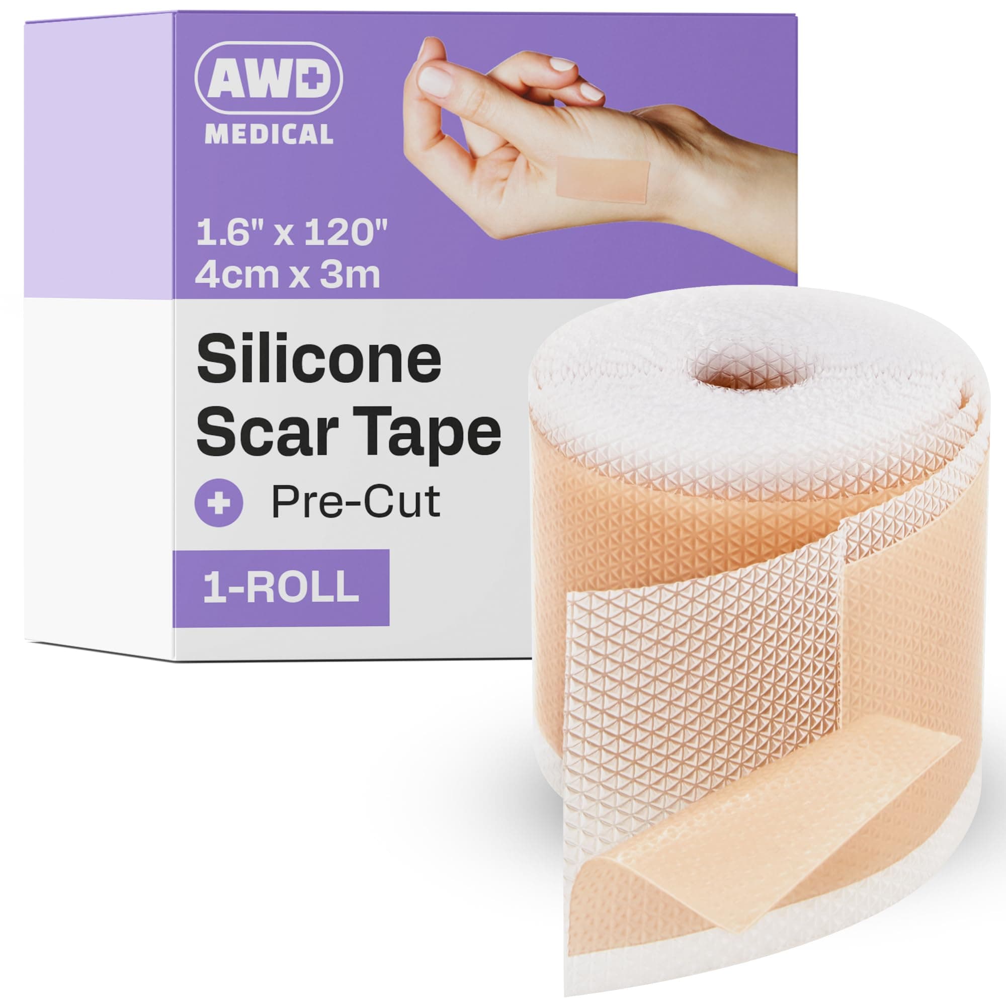 Silicone Scar Sheets for Breast - Reusable Medical Grade Scar Tape for Surgical Scars, C-Section, Face - Waterproof Silicone Patches for Scar Healing and Removal - Precut Strips 120 inch Roll