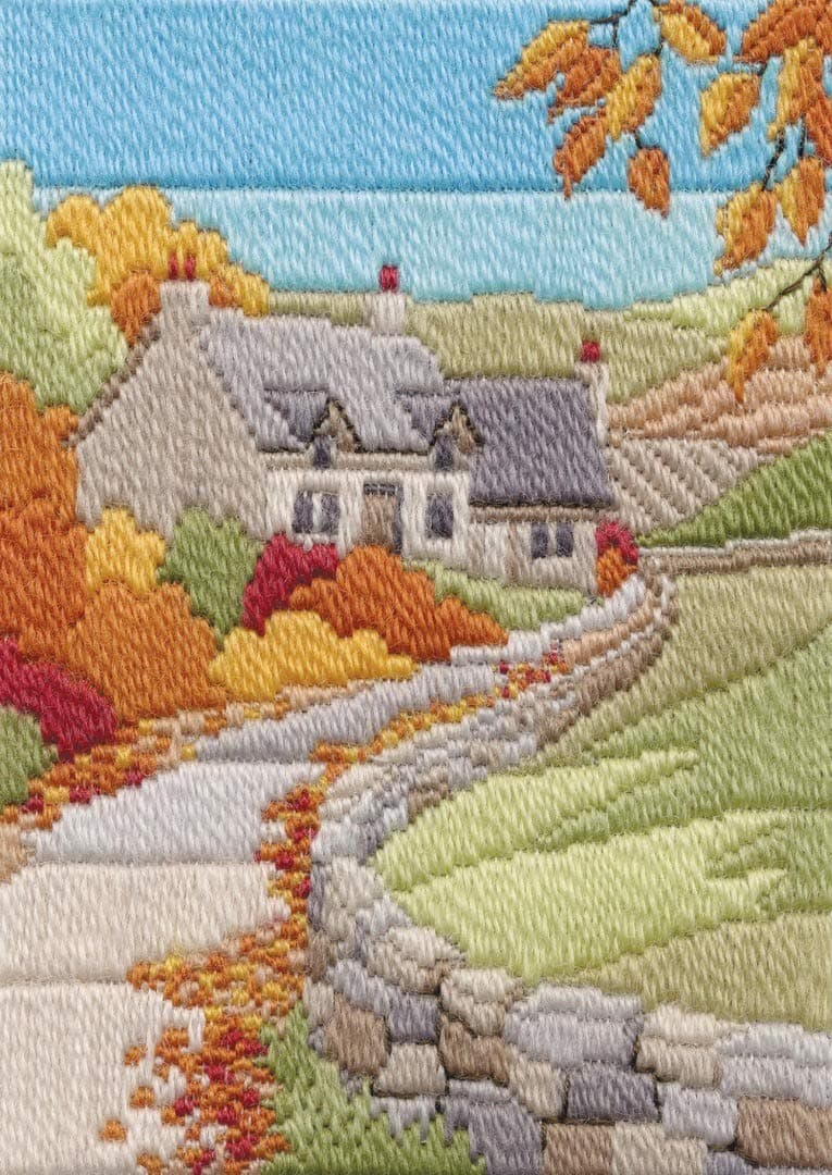 Cottages Autumn Long Stitch Kit,17cm x 24cm