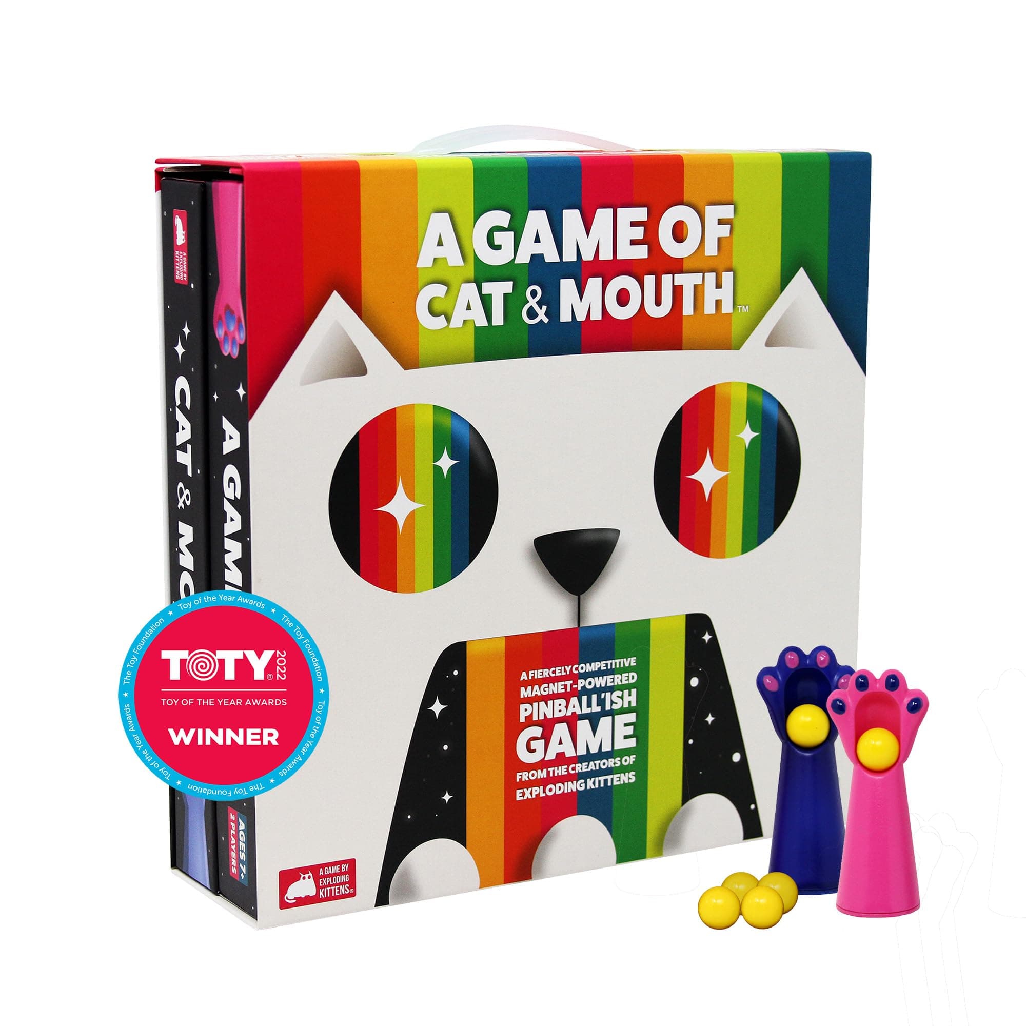 A Game of Cat & Mouth – Fling, Score, and Win! – 2 Player Mini Arcade Game - Pinball Like Toy
