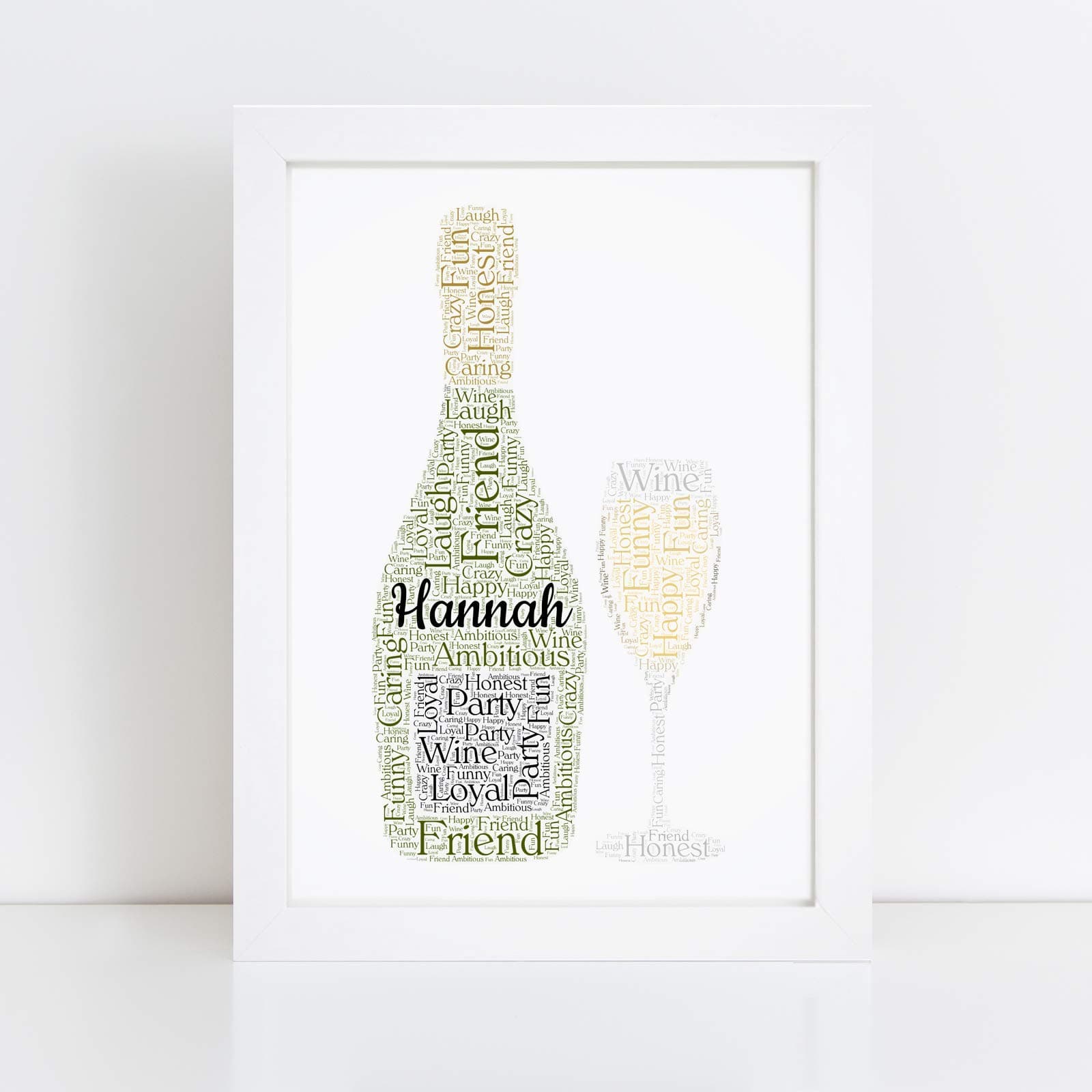 Personalised Champagne Prosecco Lover Word Art Print - Retirement Picture Friend Gift Home Bar Wall Art - A5, A4, A3 Poser, Prints & Framed