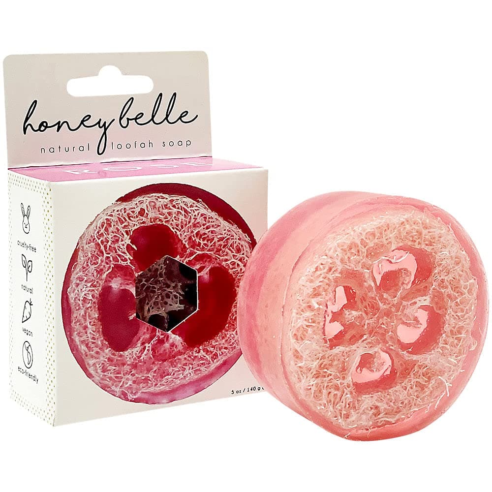 HoneyBelle Coconut Oil, Glycerine, Rose Loofah Sponge Soap â€“ 5 Oz