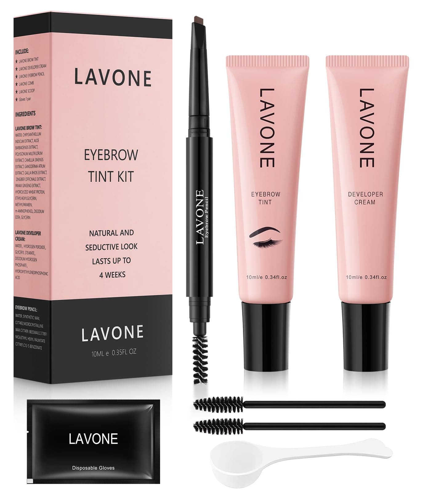 LAVONE Eyebrow Pen, 2 in 1 Waterproof Eyebrow Pencil with 4 Tips Micropigmentation and Ultra Precision, Double Tip Brush, Natural Appearance Makeup - Soft Brown
