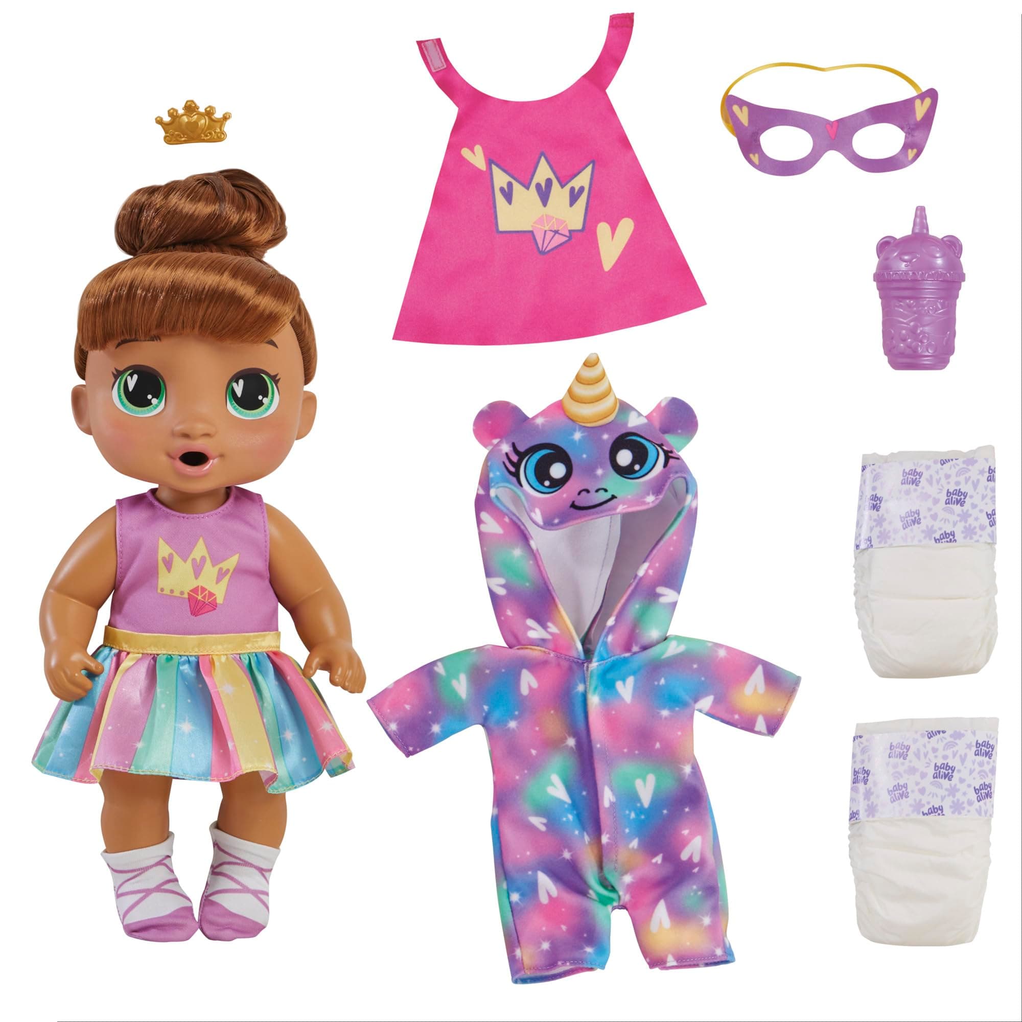 Super BFF Sophia Sparkle Brown Hair Dress Up Baby Doll Playset, 11 Inches, Toys for 3 Year Old Girls & Boys & Up (Amazon Exclusive)