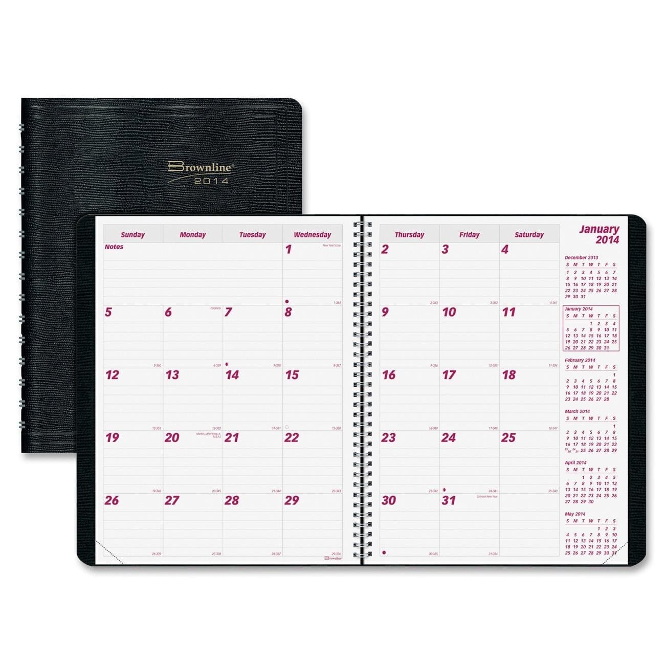 Brownline 2013 Monthly Planner, 14 Months (December 2012 - January 2014), Twin-Wire, Black, 11 x 8.5-Inches (CB1262.BLK-13)
