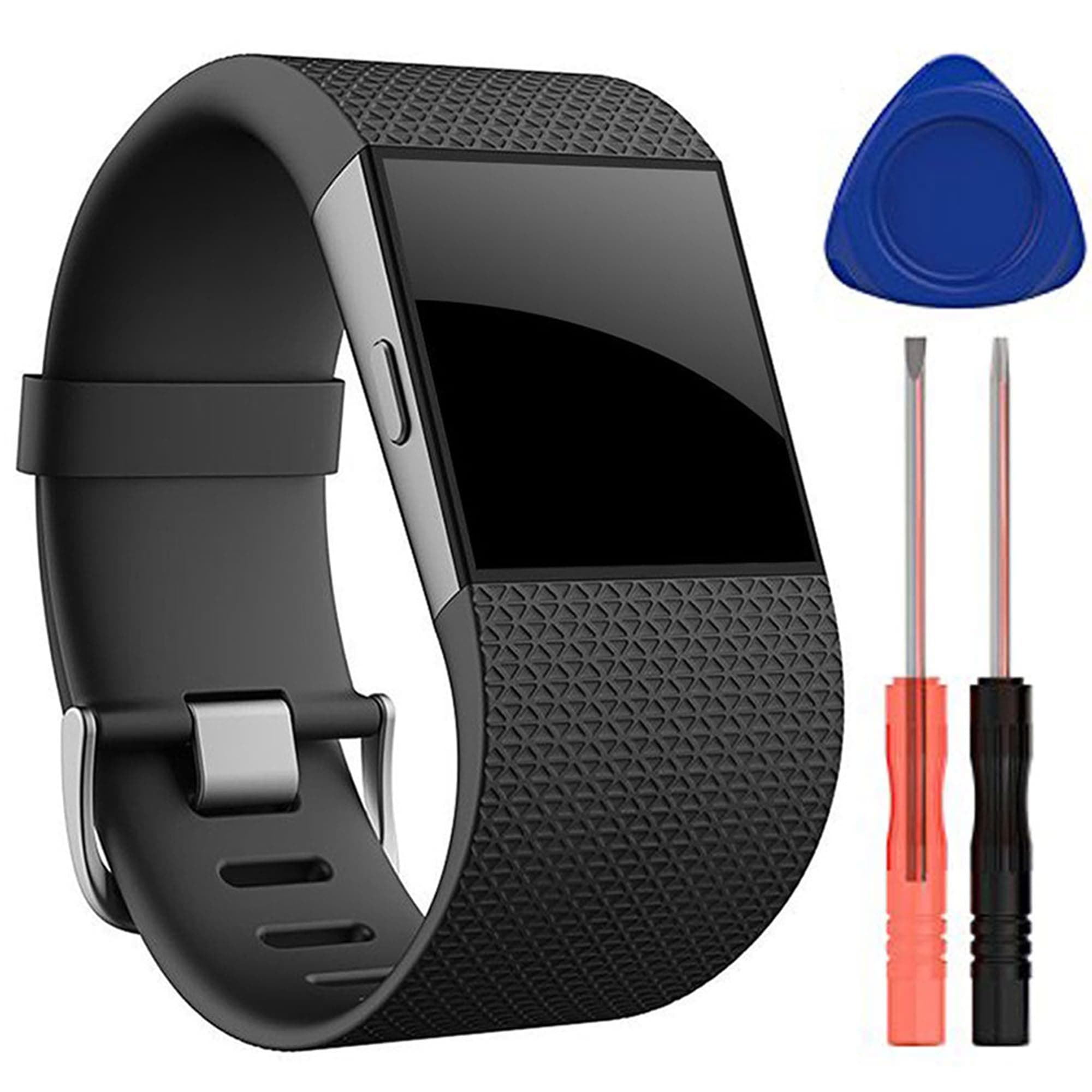 QGHXOBand for Fitbit Surge, Soft Silicone Adjustable Replacement Strap with Metal Buckle Clasp for Fitbit Surge (No Tracker)
