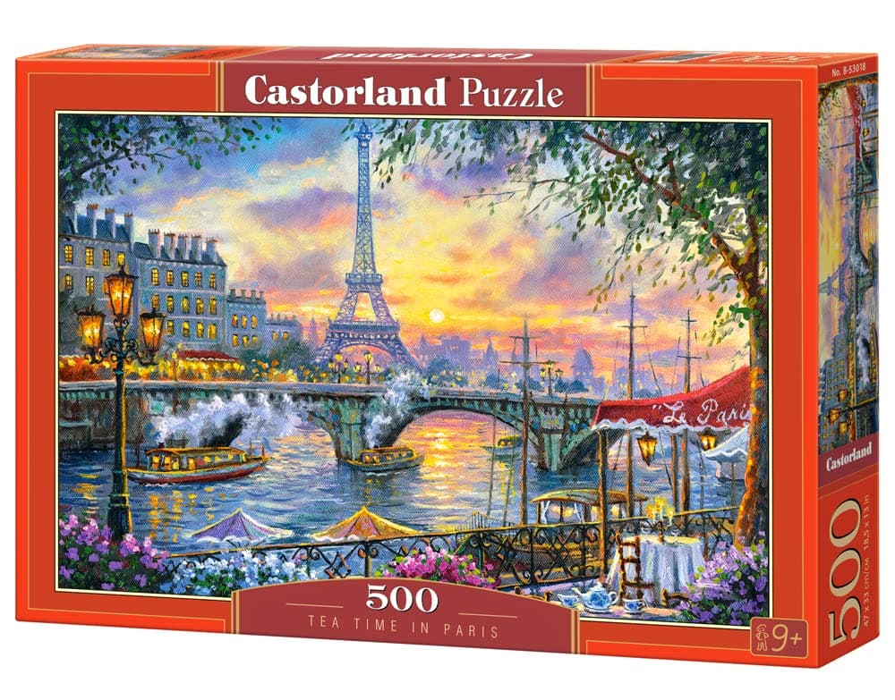 CASTORLAND 500 Piece Jigsaw Puzzle, Tea Time in Paris, France, Colorful Eiffel Tower and Café Puzzle, Paris, Art Puzzle, Adult Puzzles, Castorland B-53018