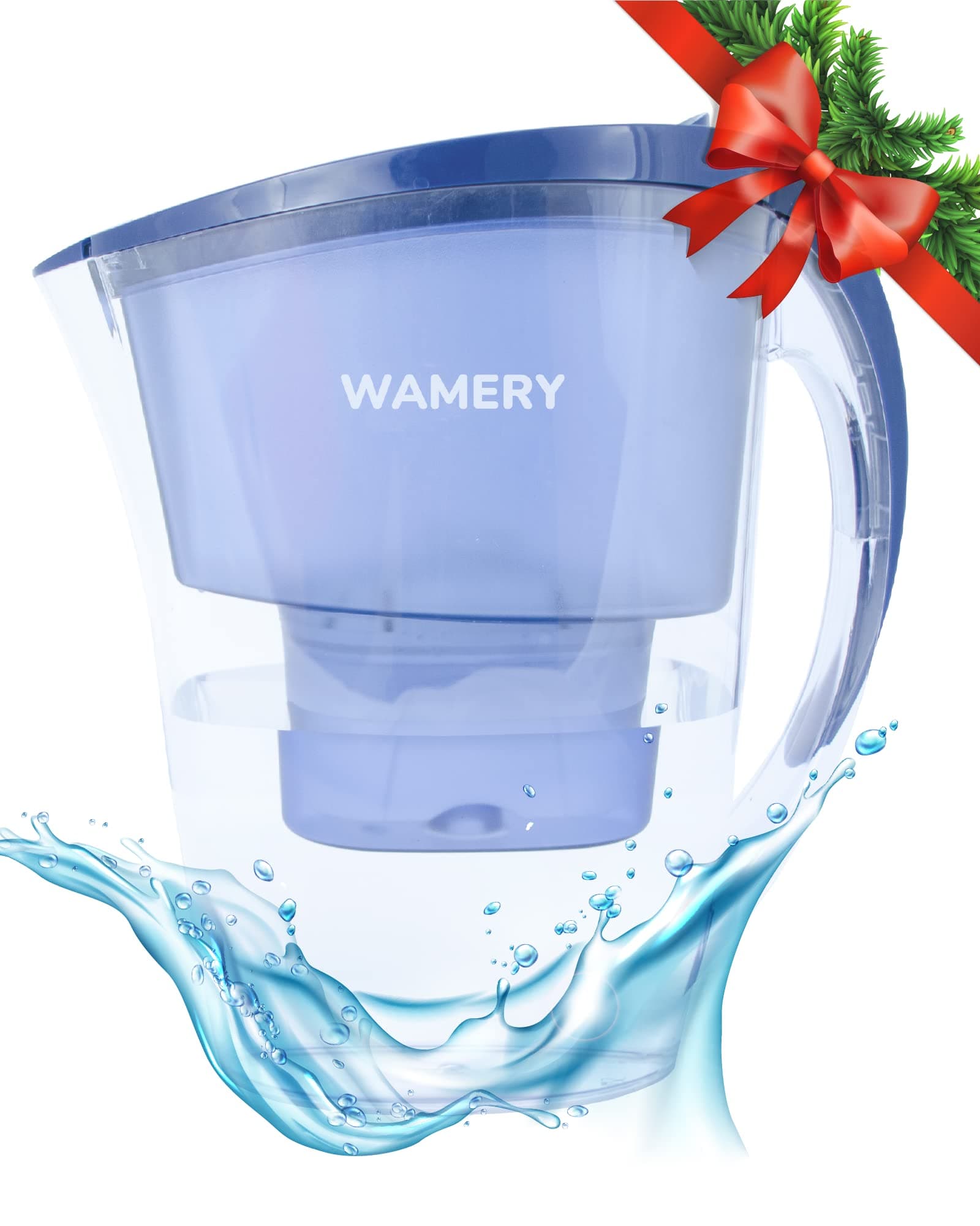 Wamery Alkaline Water Pitcher 1.5 Liters Slim Model Free Filter Included Improves pH Removes Lead Chlorine, Copper and More. Natural Solution for Acid Reflux and Dehydration