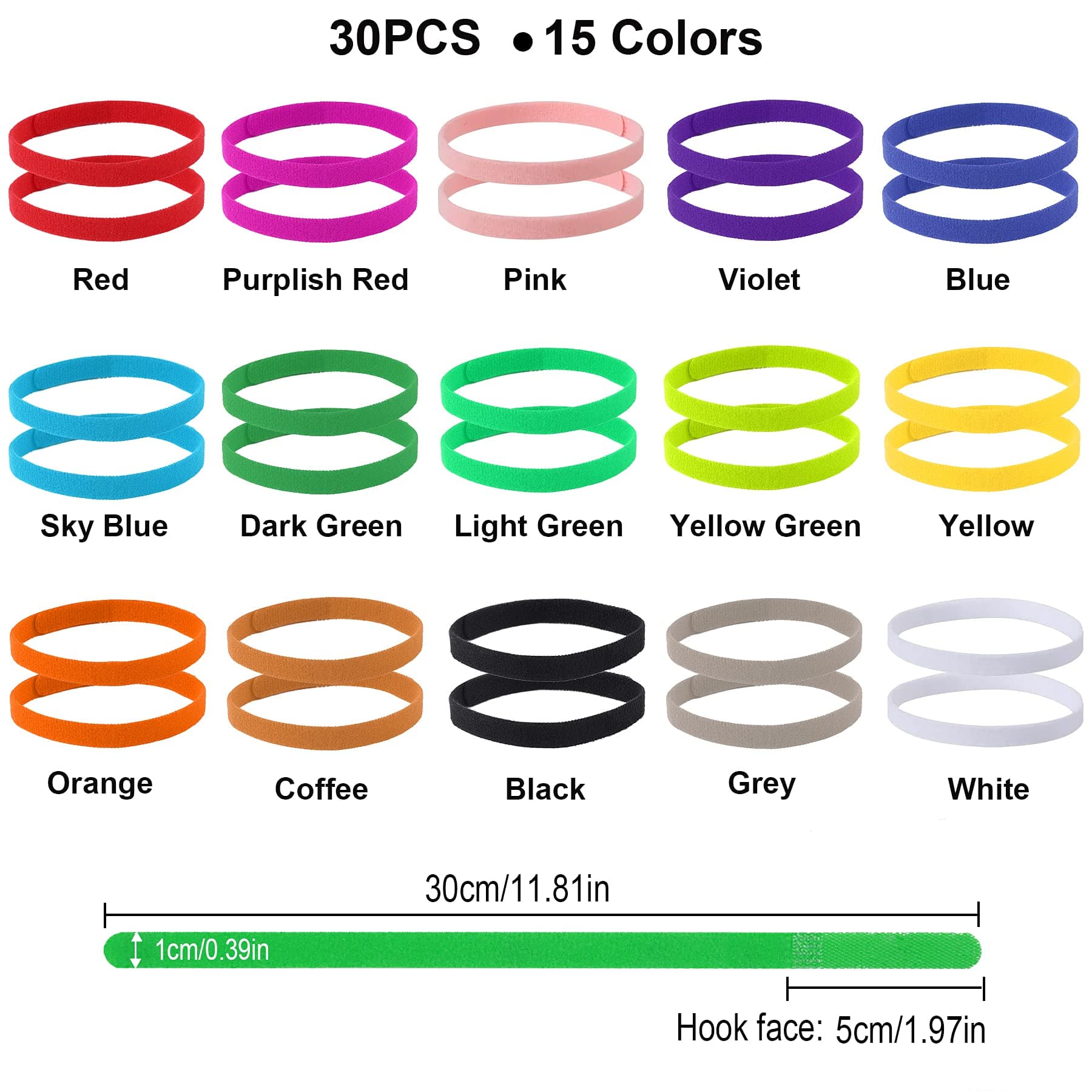 30 Pcs Puppy Whelping Collars Newborn Pet Collars Double-Sided Soft Adjustable ID Bands Puppy Collars for Litter Newborn Pet Dog Cat 15 Colors(M)
