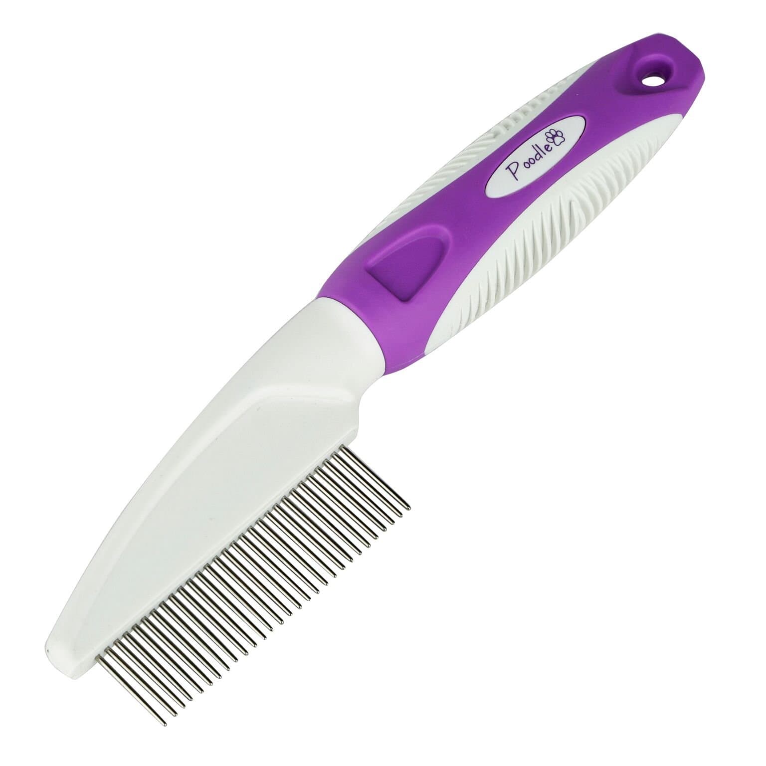 Poodle Pet Rotatable Steel Pin Flea Comb with Handle – Slip-Proof, Safe, Easy to Use, Rotating Teeth Metal Combs for Flea-Free Dogs, Cats & Animals – Best DIY Grooming Supplies