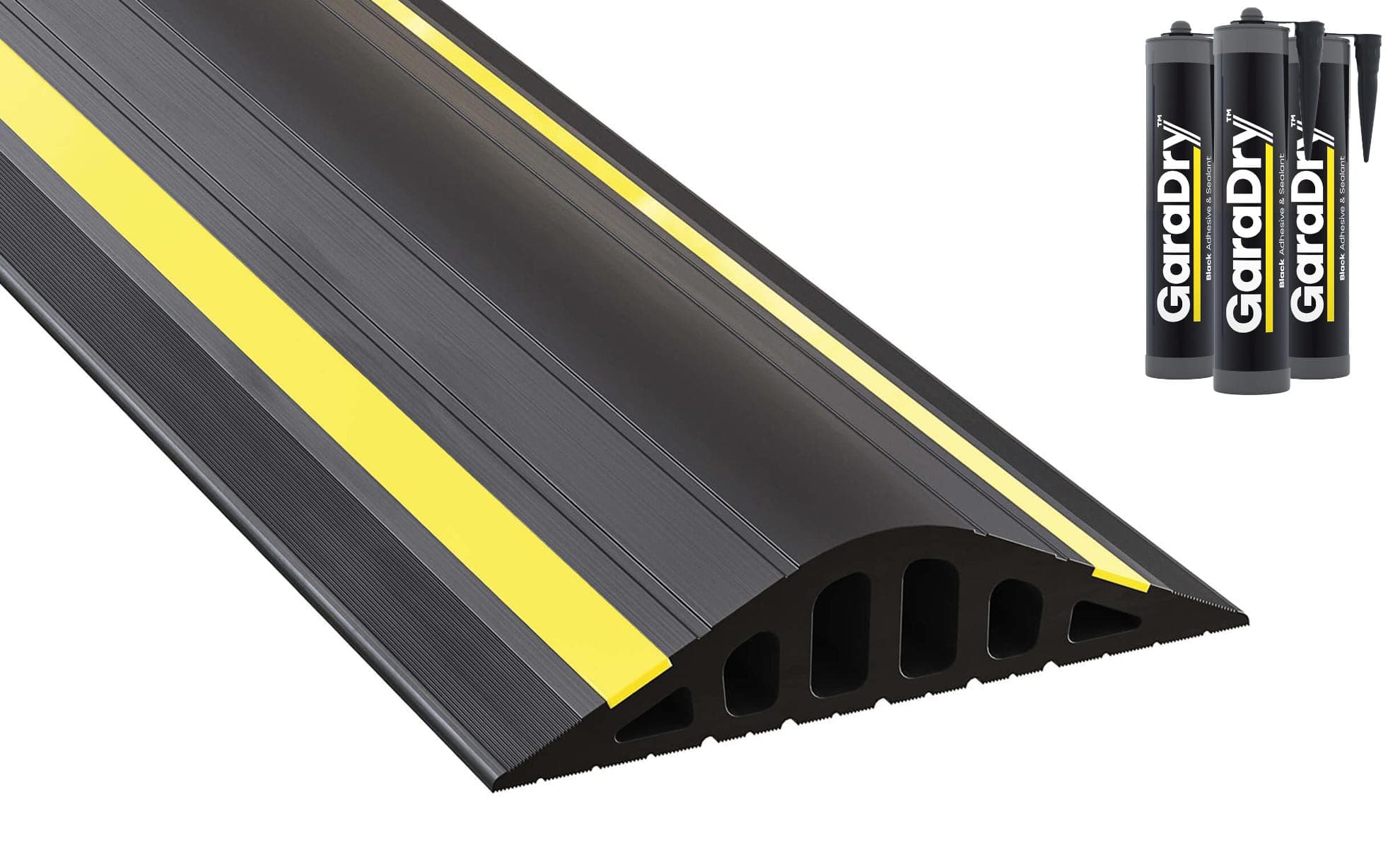 1 ½" High Garage Door Flood Barrier Threshold Kit (16'3") | Flexible PVC | Complete Kit Includes 3 Adhesives | GaraDry
