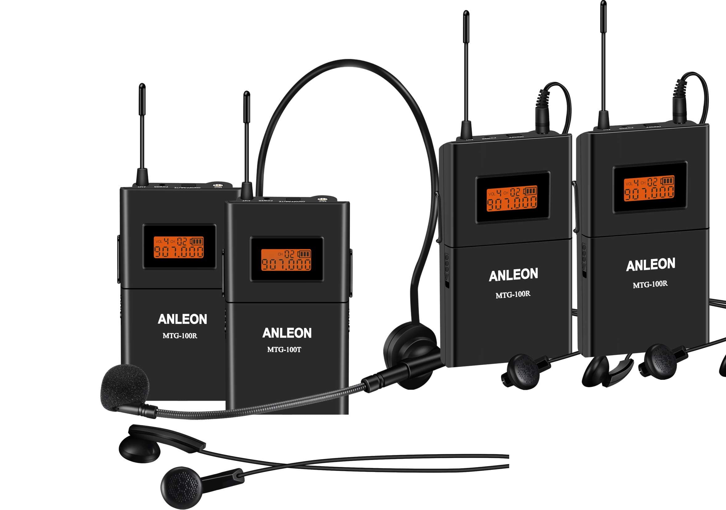 Anleon 902mhz-927mhz Tour Guide Wireless System Church System (1 Transmitter 3 Receivers)