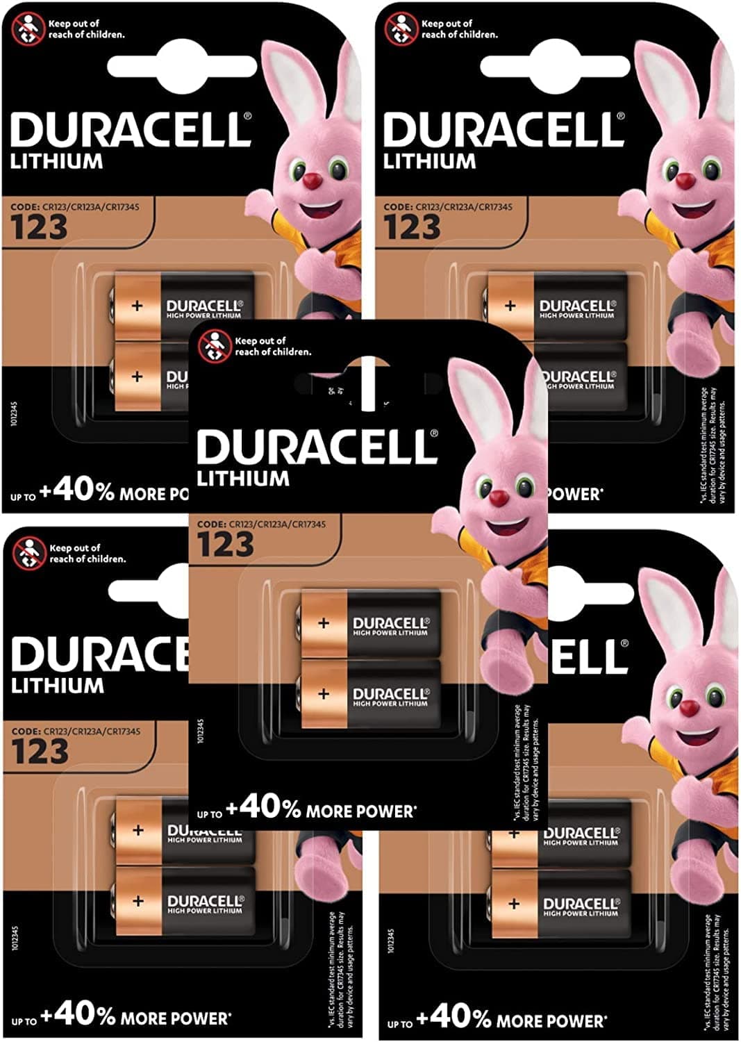 Duracell High Power Lithium 123 Battery 3V, pack of 10 (CR123 / CR123A / CR17345) designed for use in Arlo cameras, sensors, keyless locks, photo flash and flashlights [Amazon exclusive]