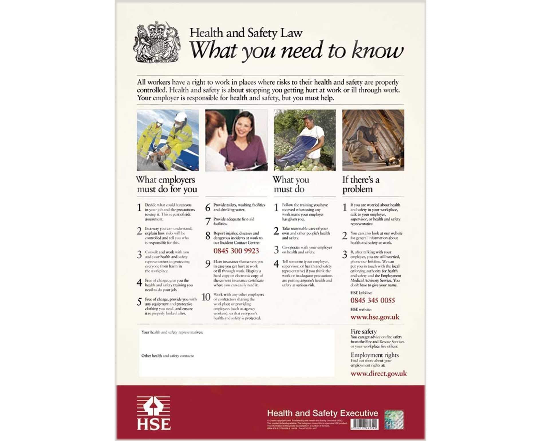 Health and Safety Law: What You Need to Know (HSE Law Poster) - A2