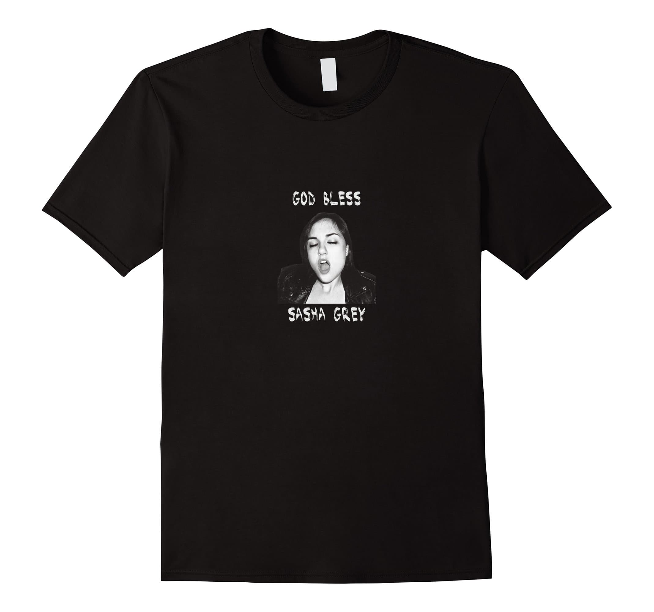 Mens God Bless Sasha Grey Tshirt Black