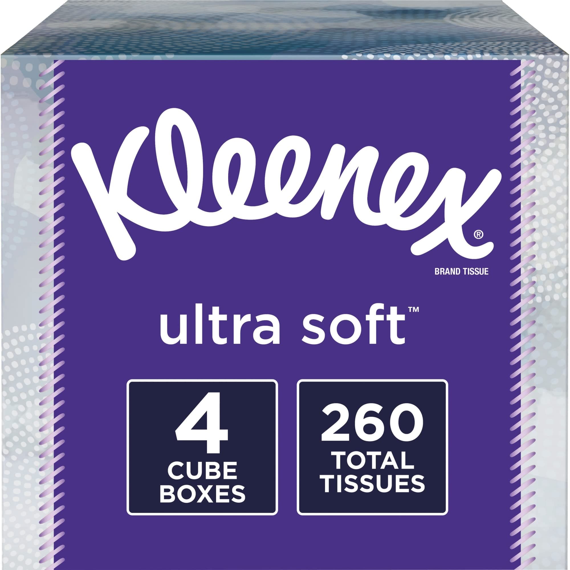 Kleenex Ultra Soft Facial Tissues, 4 Cube Boxes, 65 Tissues per Box (260 Total Tissues)