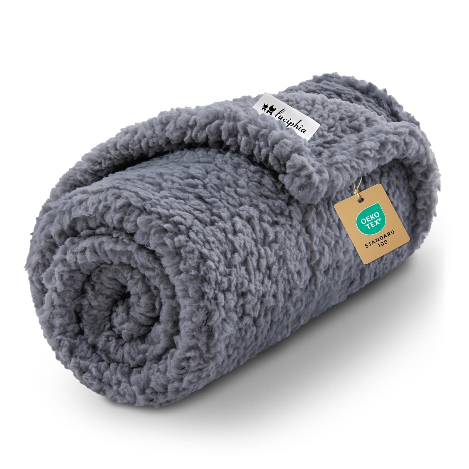 Luciphia Premium Fleece Pet Blanket for Small Medium Dogs Puppy Soft Sherpa Calming Cat Throw Blankets(Grey,41x31 inches)