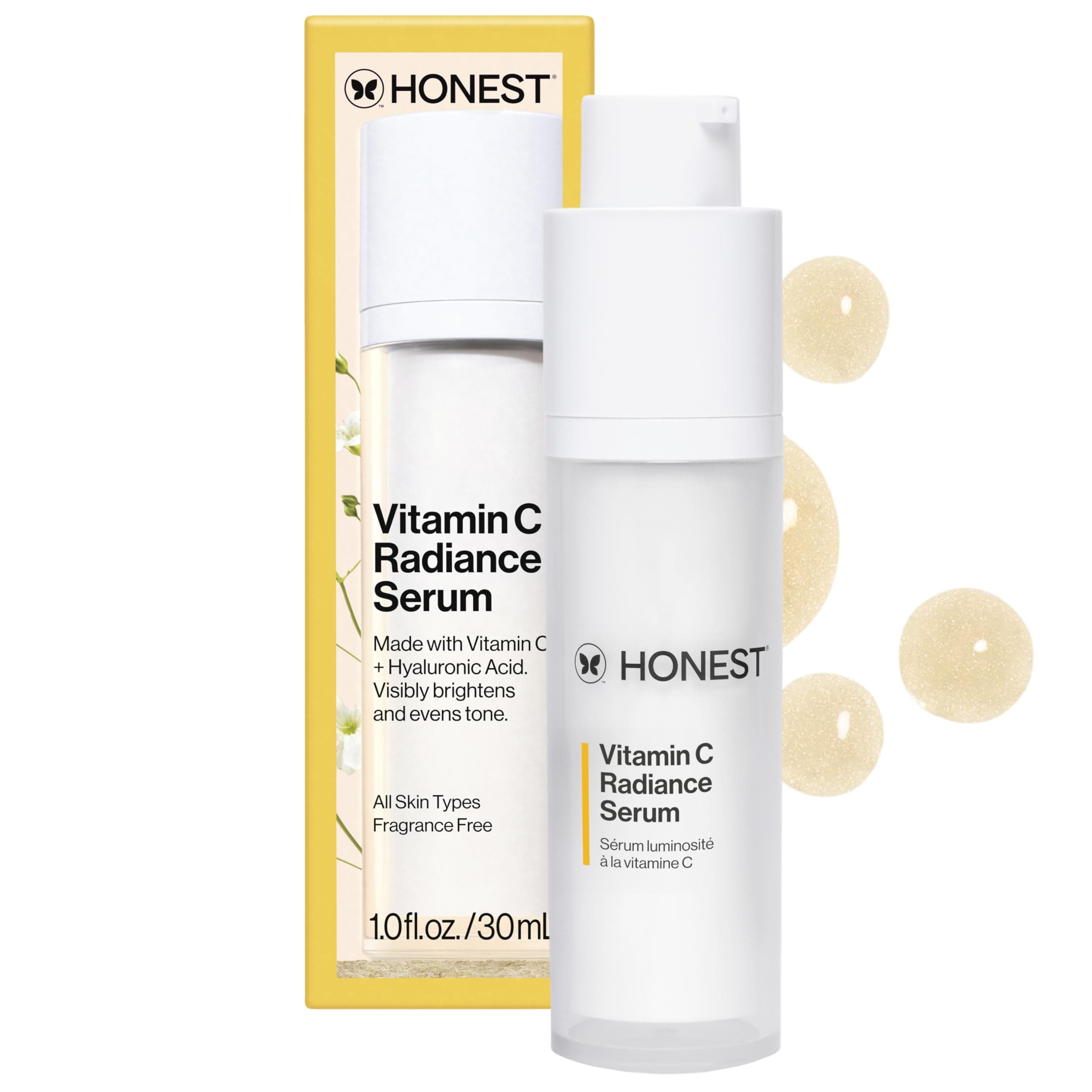 Honest Beauty Vitamin C Radiance Serum With Artichoke & Clover Extracts | Paraben Free, Dermatologist Tested, Cruelty Free | 1.0 Fl. Oz.