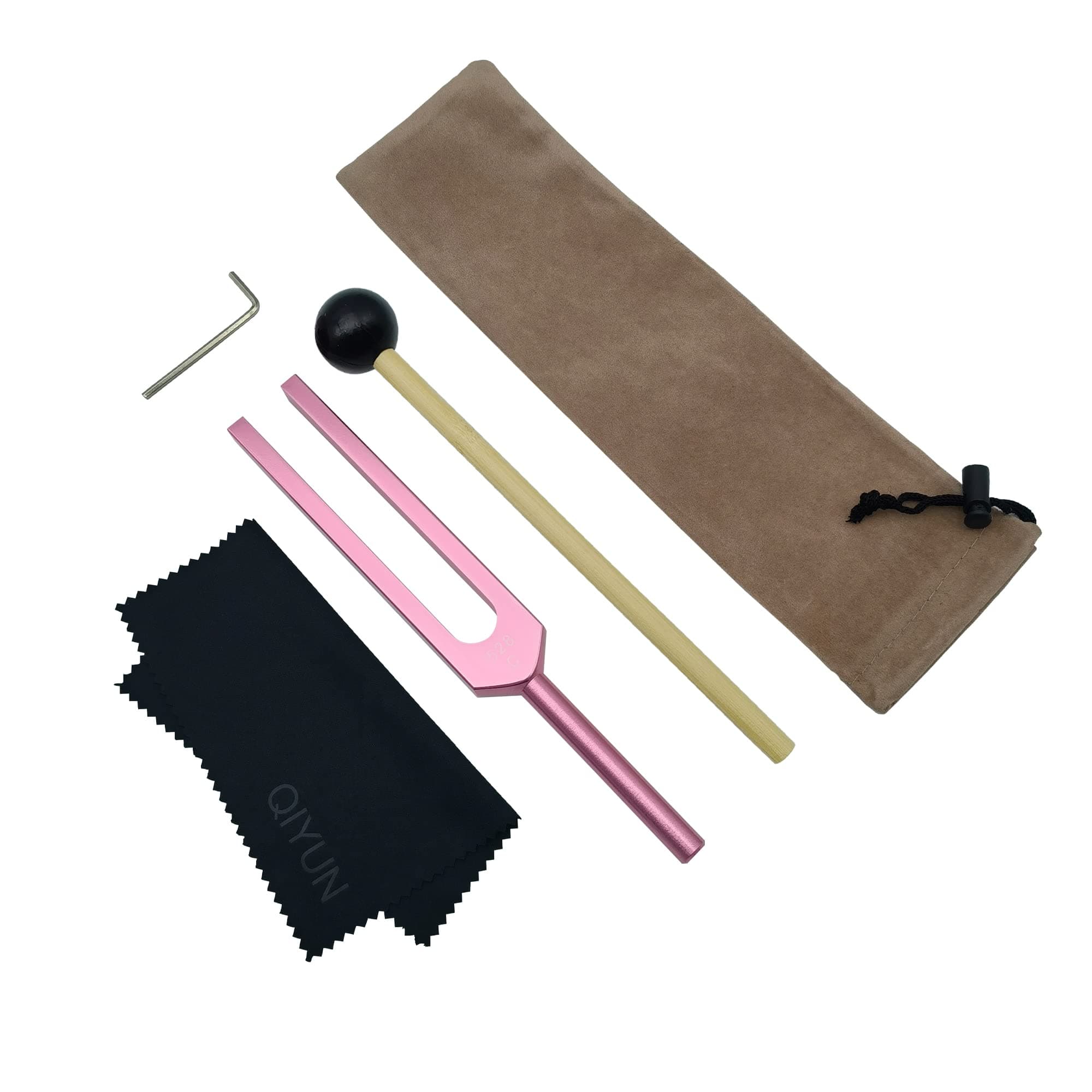QiyunTuning Fork, 528 Hz Tuning Forks For Healing, DNA Repair Healing, and Perfect Healing Musical Instrument with Cleaning Cloth and Silicone Hammer, Pink