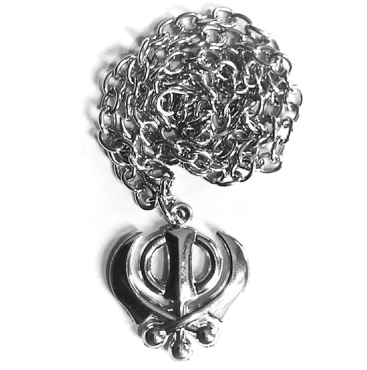 Stainless Steel Punjabi Sikh Khanda Pendant & Chain Neckless CAR Hanging Wall Door Hanging Bracelet for Prosperity Good Luck Perfect Housewarming Gift,Success Power Growth Remove Obstacles.