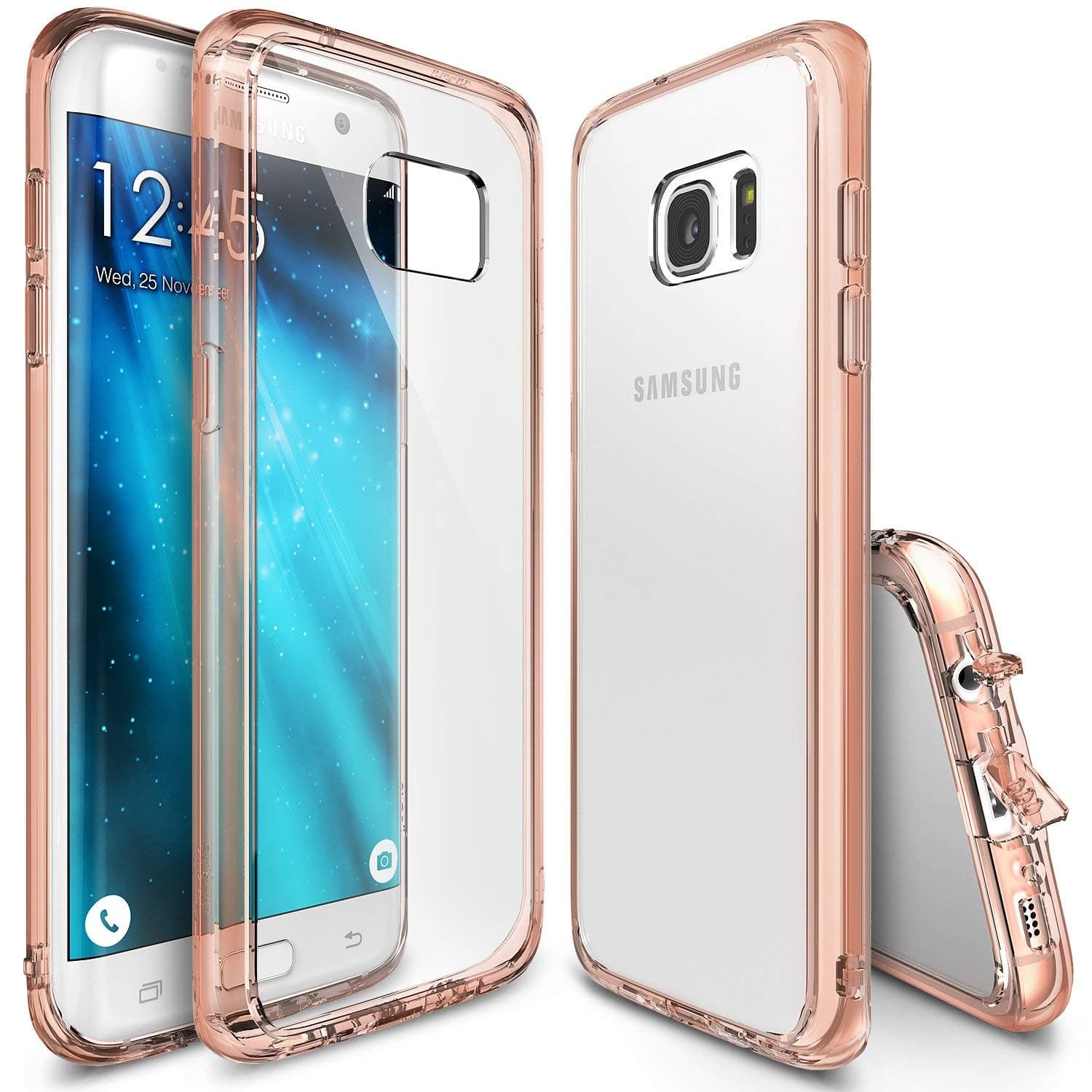 Ringke Fusion Compatible with Galaxy S7 Edge Case Brilliant Clear Minimal Hybrid Fortified PC Back TPU Bumper Impact Resistant, Shock Absorption for Galaxy S7 Edge - Rose Gold