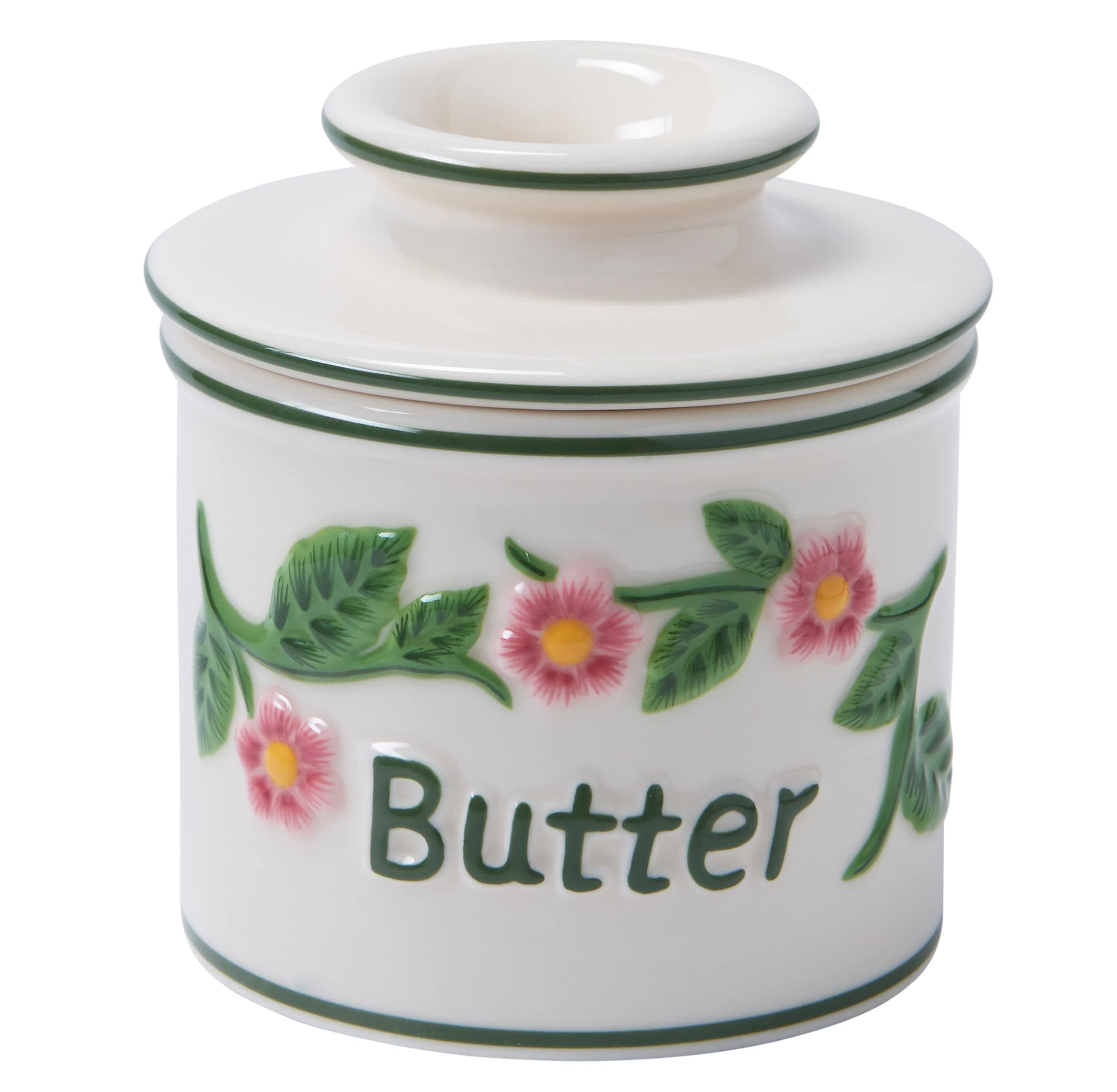 The Original Butter Bell crock, La Fleur Collection, Hand Painted Raised Floral