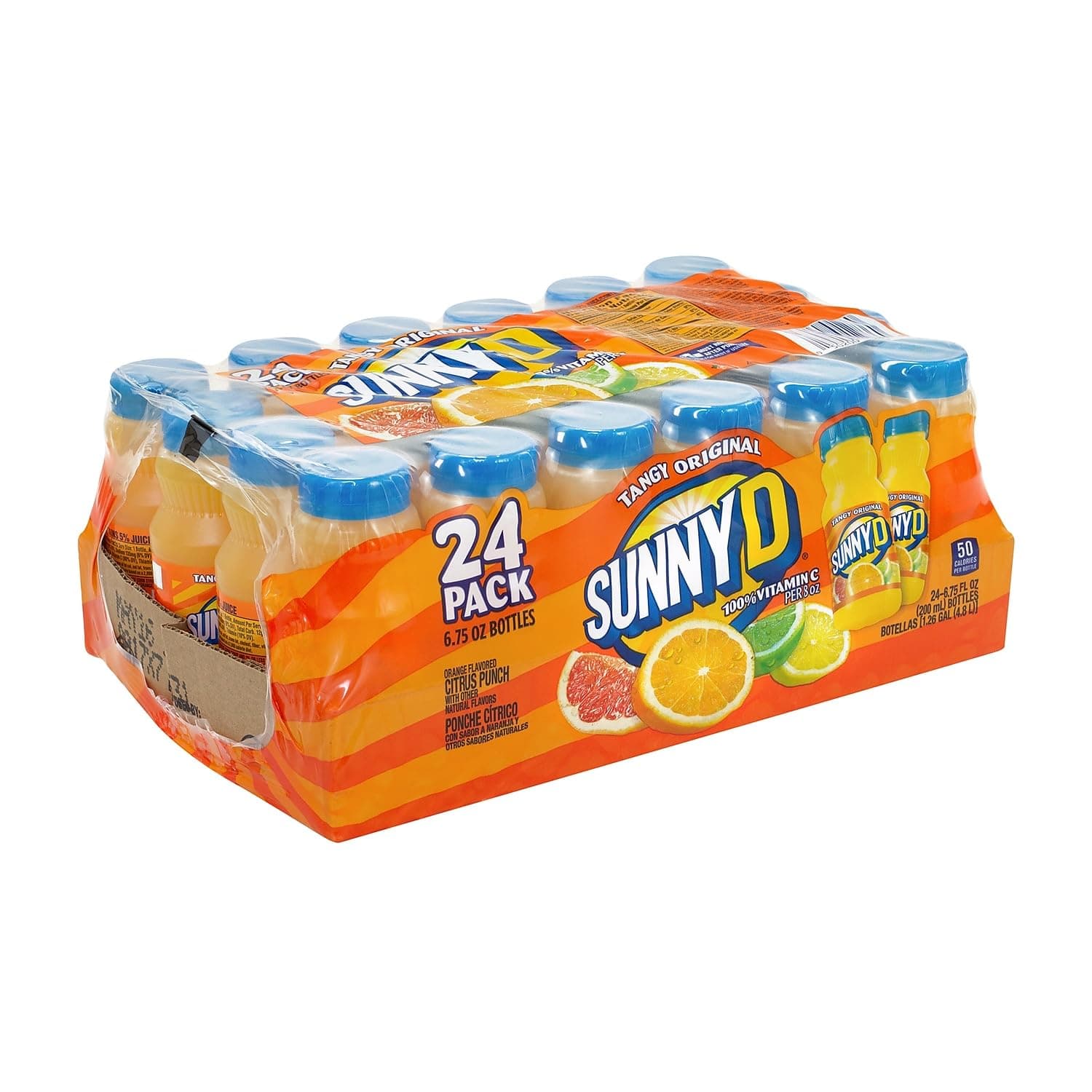 SunnyD Tangy Original Orange Flavored Citrus Punch, 6.75 Fluid Ounce, 24 Count,Bottle
