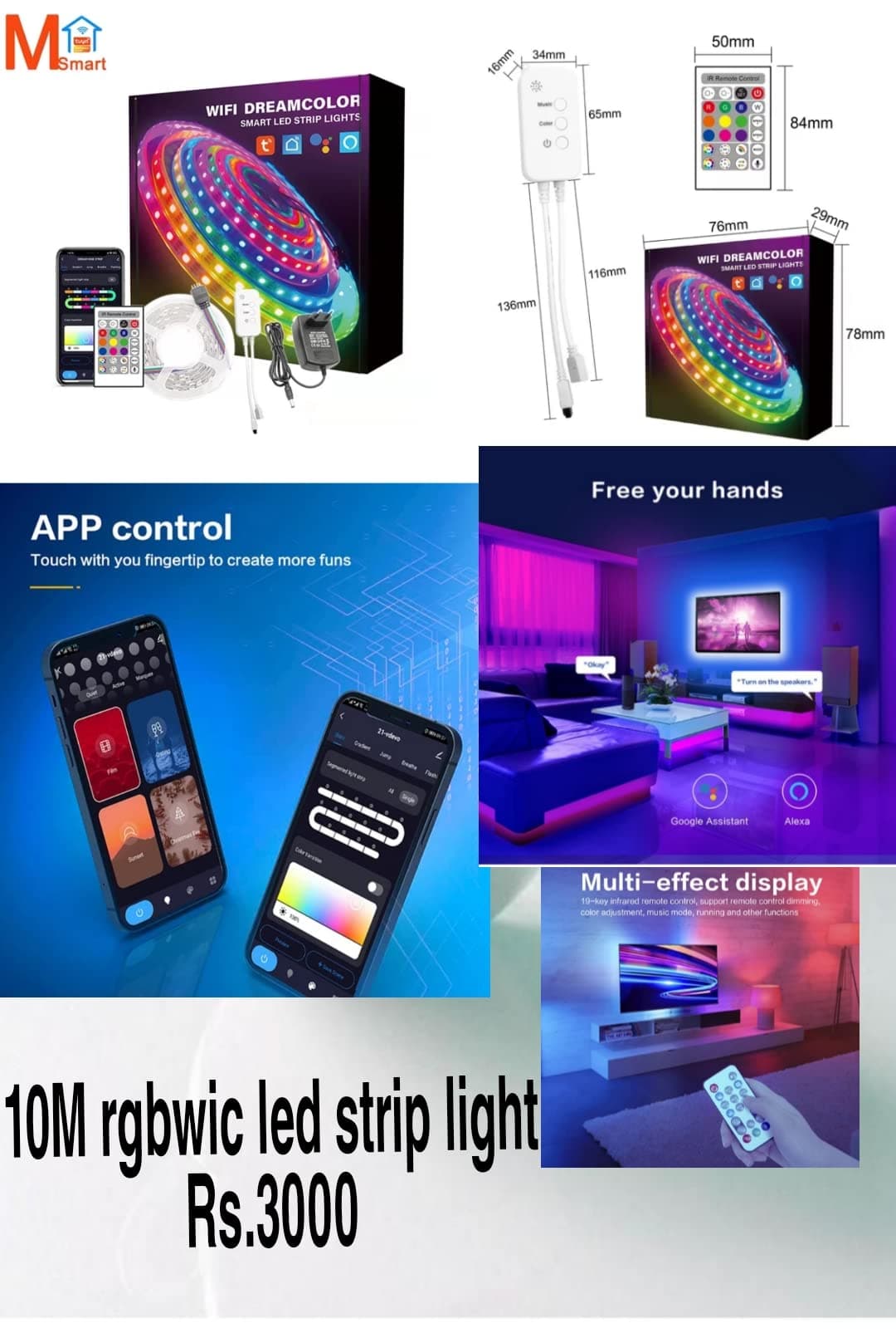 32.8ft Dream Color Music LED Strip Lights