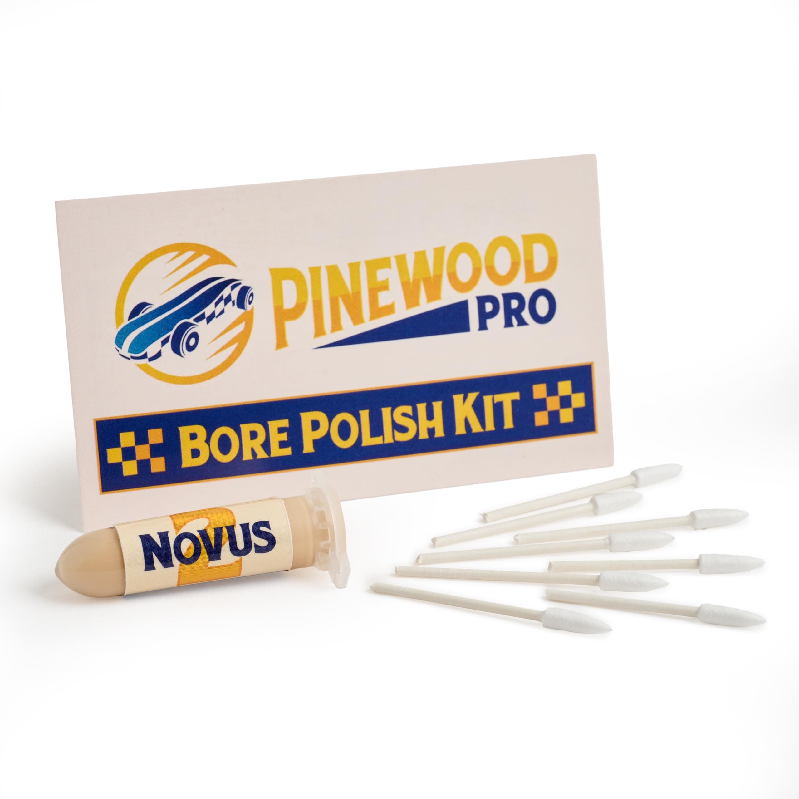 Pinewood Pro Derby Car Wheel Bore Polishing Kit with Novus Plastic Polish #2 | Increase Derby car Speed | Reduce bore Friction | Includes Cotton Spears to fit Perfectly in Derby Wheel bore