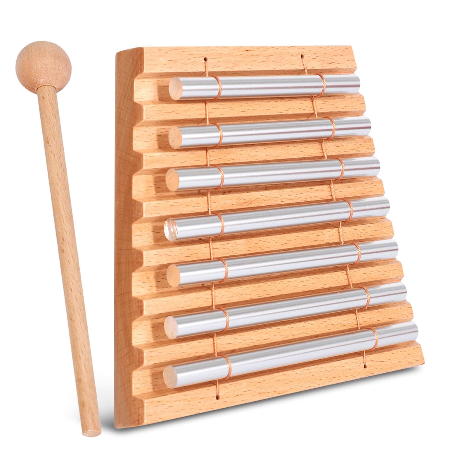 LIEKE 7 Tone Hand Chime Instrument Meditation Chime Mindfulness Bell with Nice Tone For Yoga Meditation Sound Healing Teachers' Classroom Management Tool