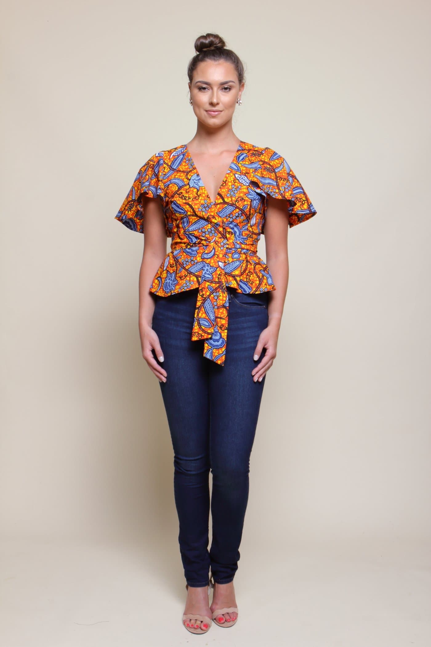 Women's African Print Wrap Blouse