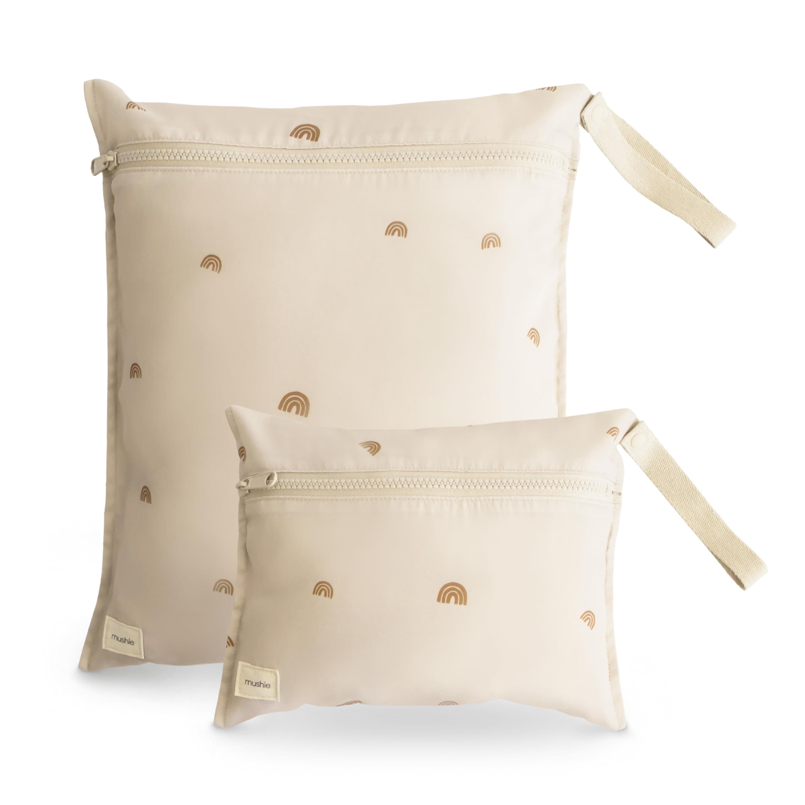 Water Resistant Wet Bags | Large & Small Reusable Storage Bag for Baby Items and Travel | Zippered Pockets with Handle | Machine Washable, Set of 2 (Rainbows)