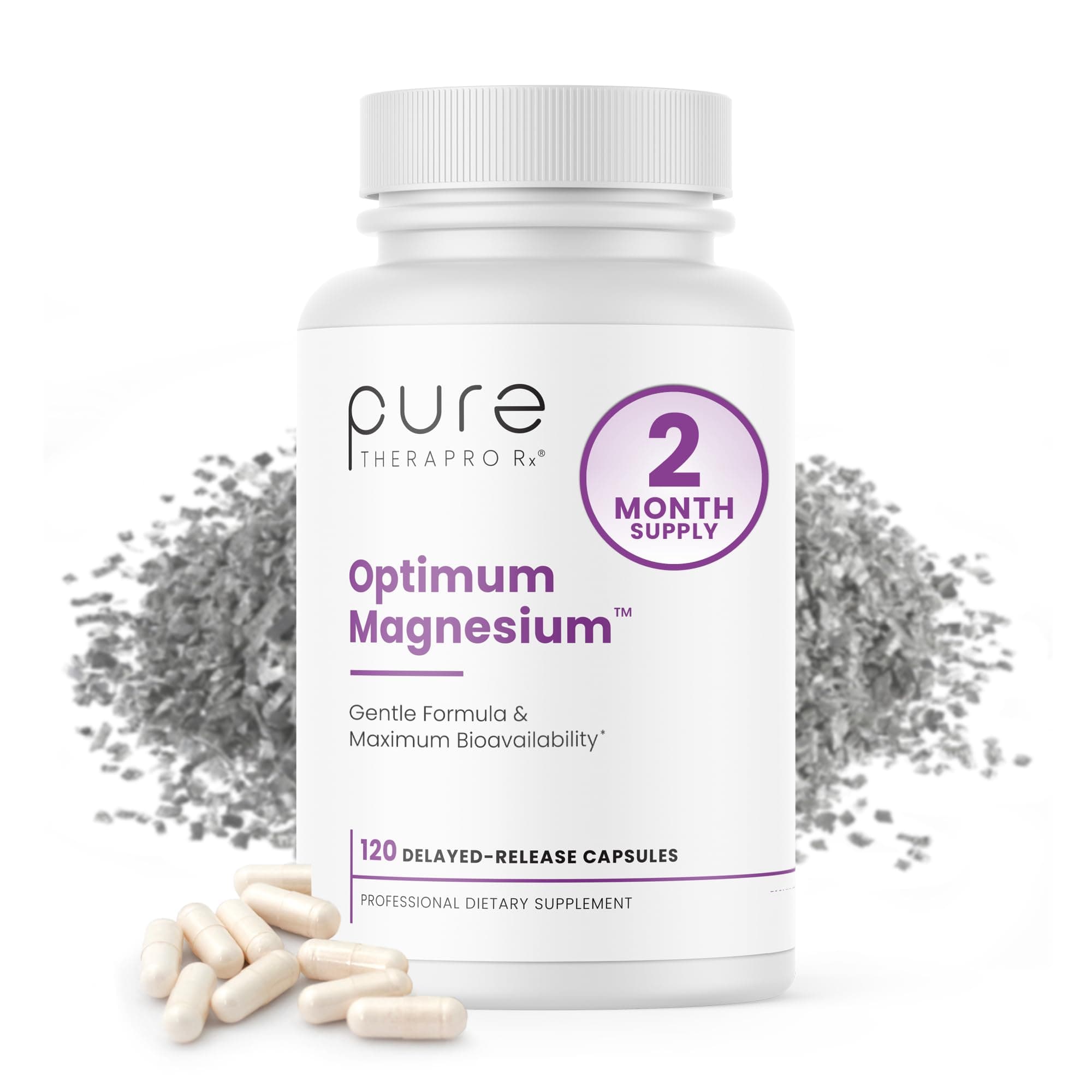 Pure Therapro Rx Optimum Magnesium - 120 Delayed Release Vegan Capsules - Magnesium Lysinate Glycinate Chelate & Di-Magnesium Malate, Maximum Absorption, Supports Bone Health and Energy - Non-GMO
